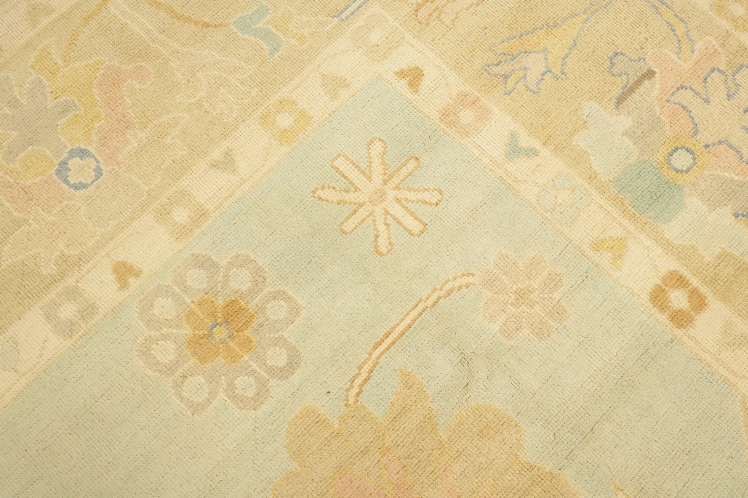 Muted Green Oriental Oushak Turkish Large Wool Rug 10x14