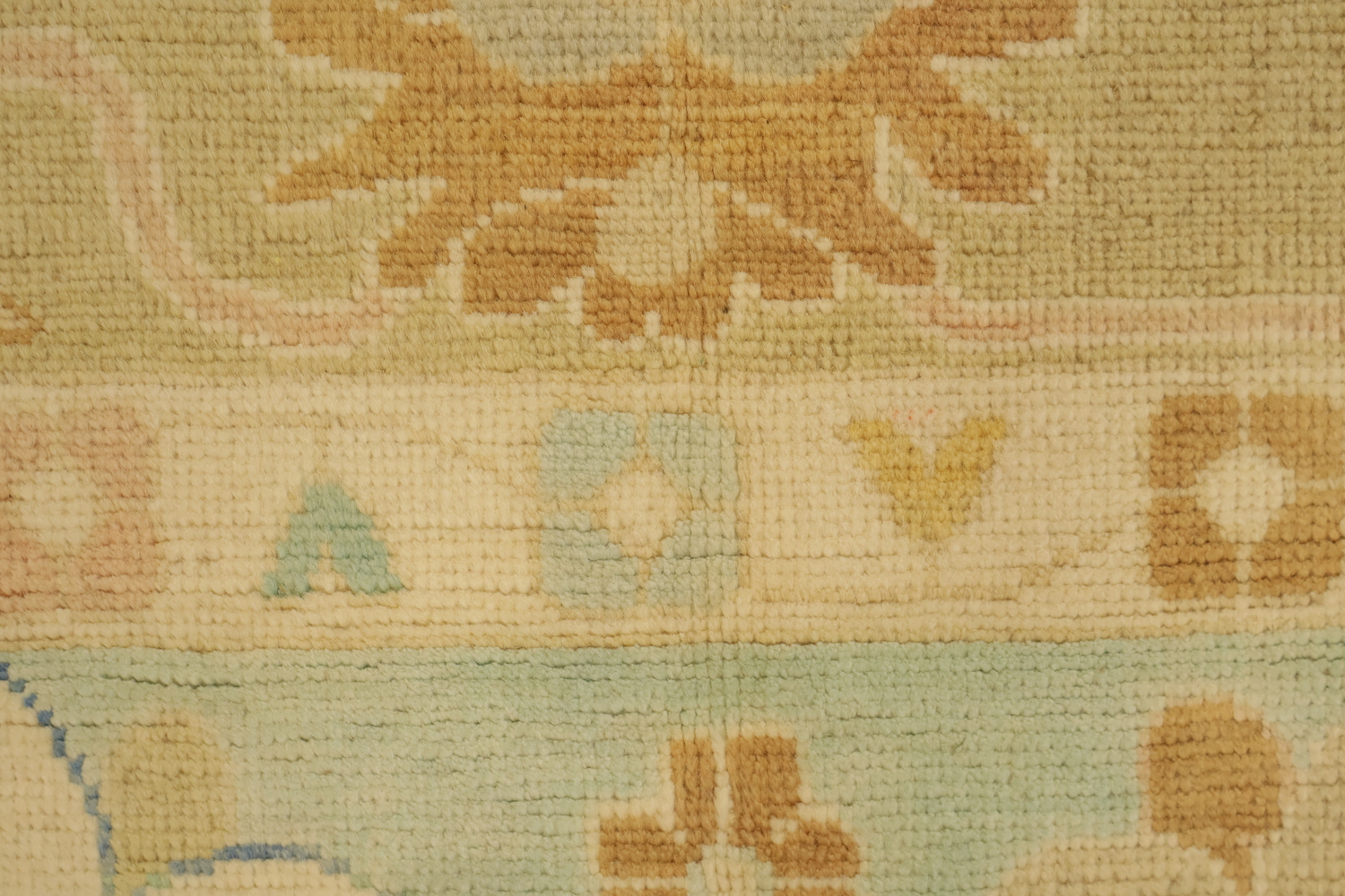 Muted Green Oriental Oushak Turkish Large Wool Rug 10x14