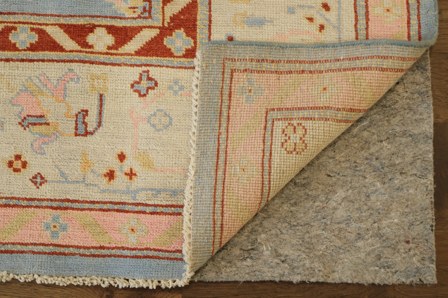 Vegetable Dye Wool Muted Blue Oushak Turkish Area Rug 9x12