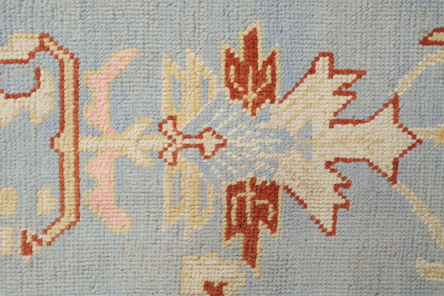 Vegetable Dye Wool Muted Blue Oushak Turkish Area Rug 9x12