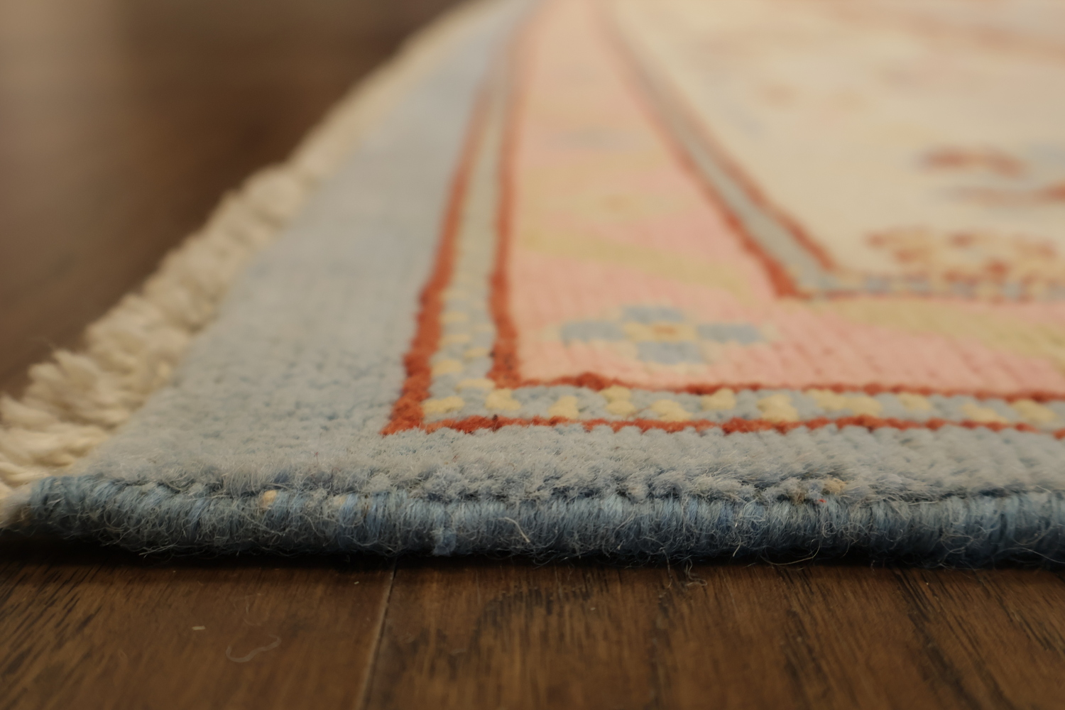 Vegetable Dye Wool Muted Blue Oushak Turkish Area Rug 9x12