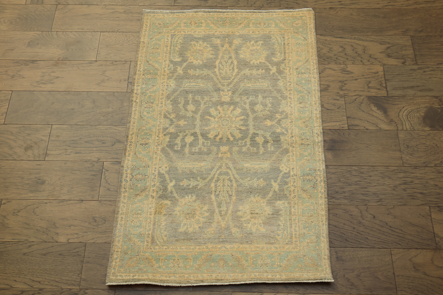 Muted Grey Oriental Oushak Turkish Wool Rug 3x4