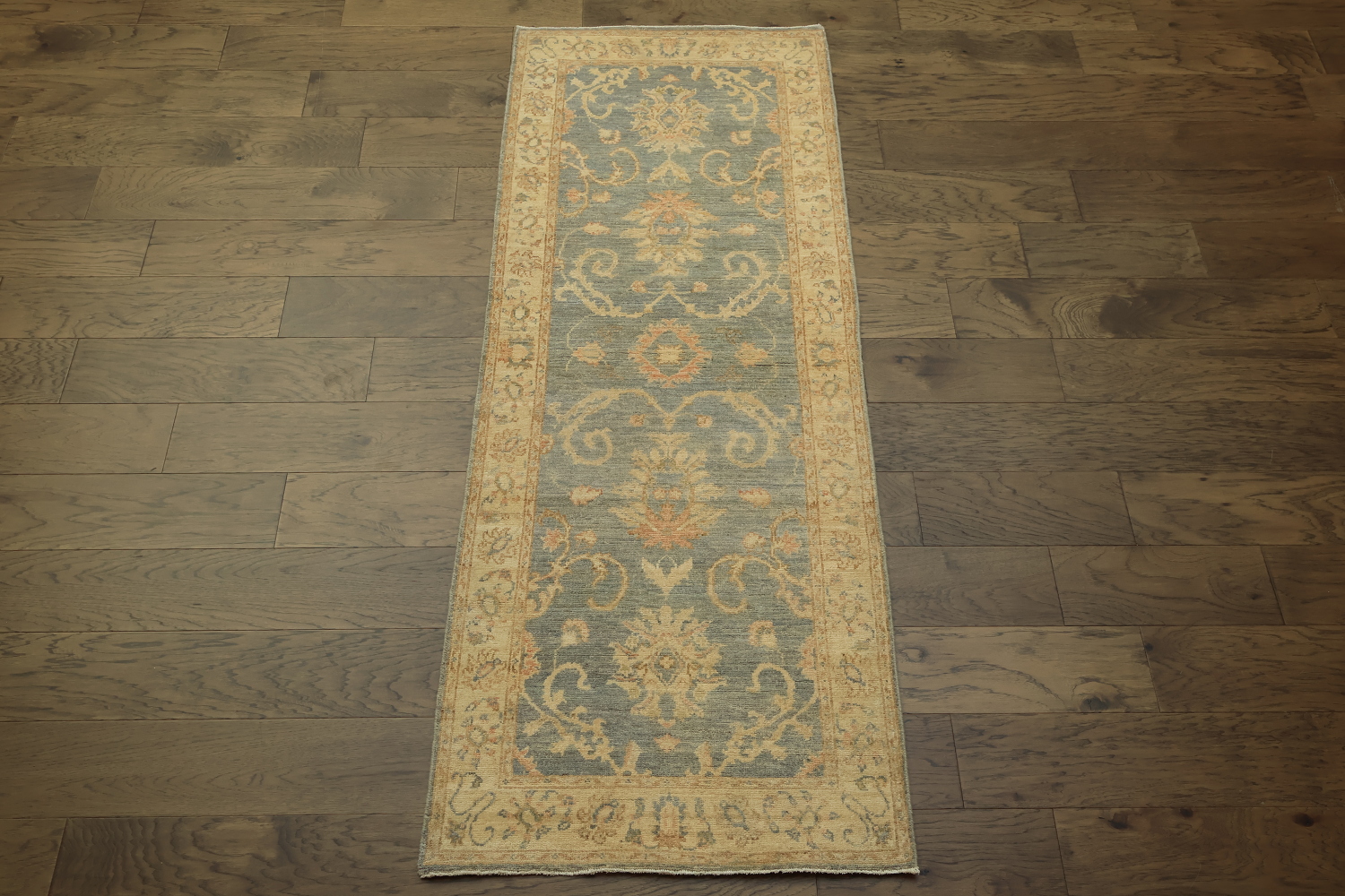 Stunning! Muted Green Oriental Oushak Turkish Runner Wool Rug 3x7