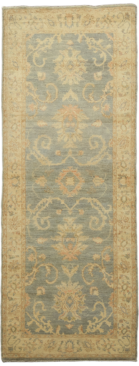 Stunning! Muted Green Oriental Oushak Turkish Runner Wool Rug 3x7