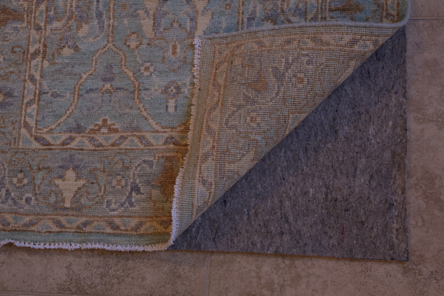 Muted Blue Oushak Turkish Oriental Wool Runner Rug 3x8