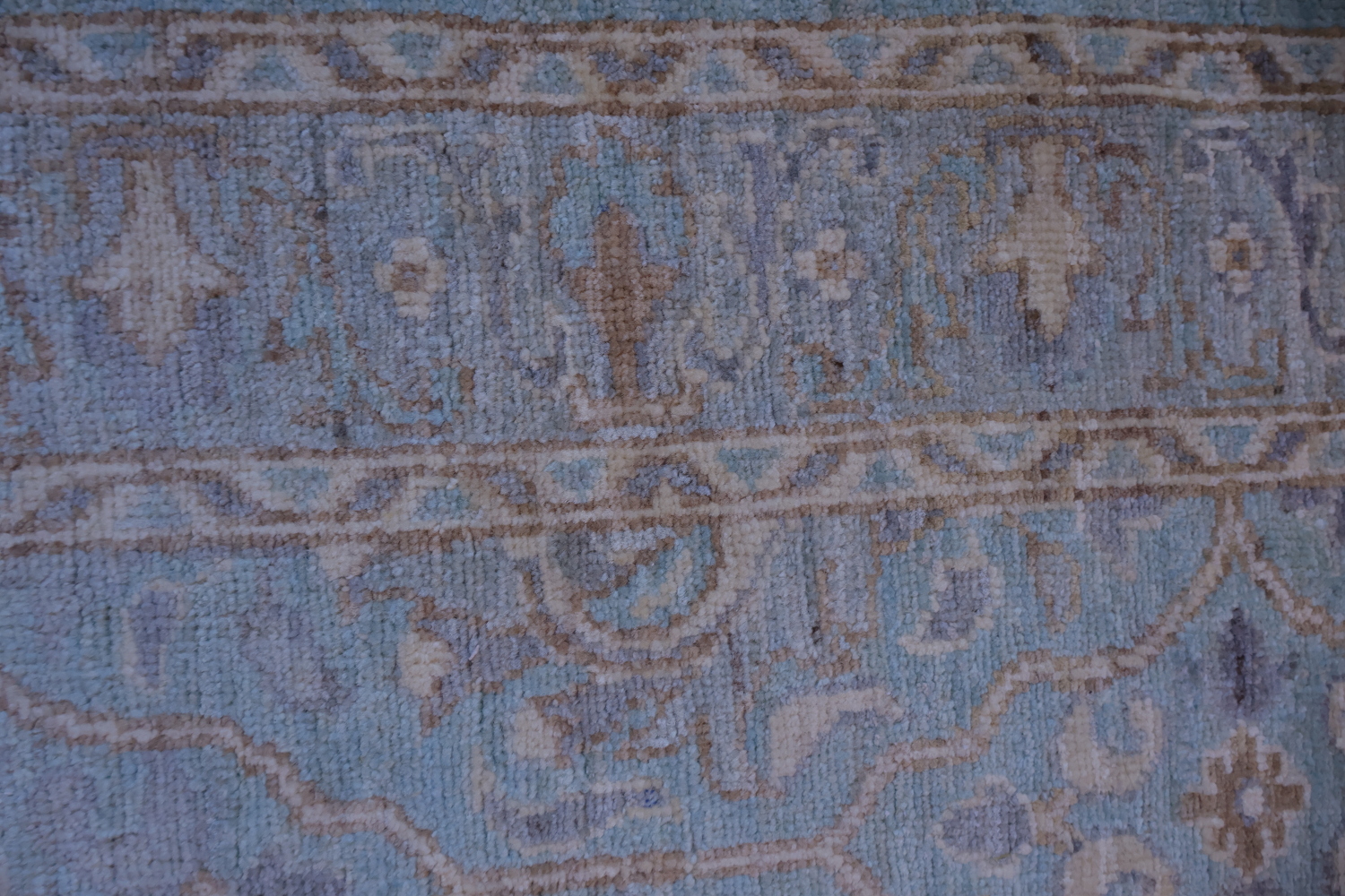 Muted Blue Oushak Turkish Oriental Wool Runner Rug 3x8