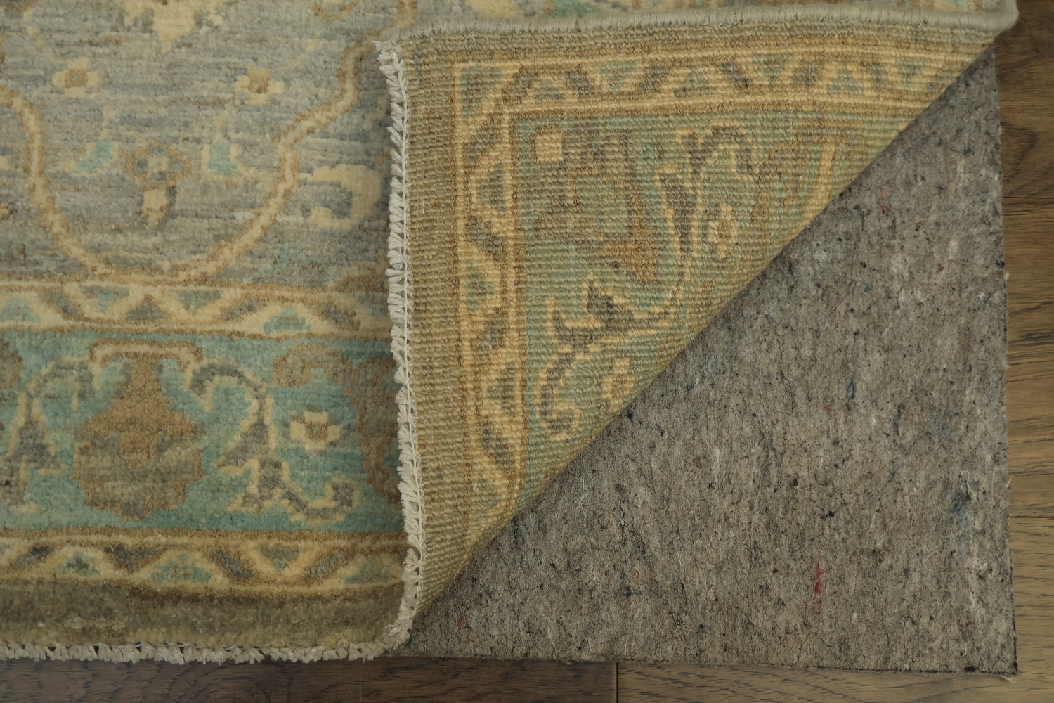 Muted Grey And Green All Over Oriental Oushak Turkish Runner Wool Rug 3x8
