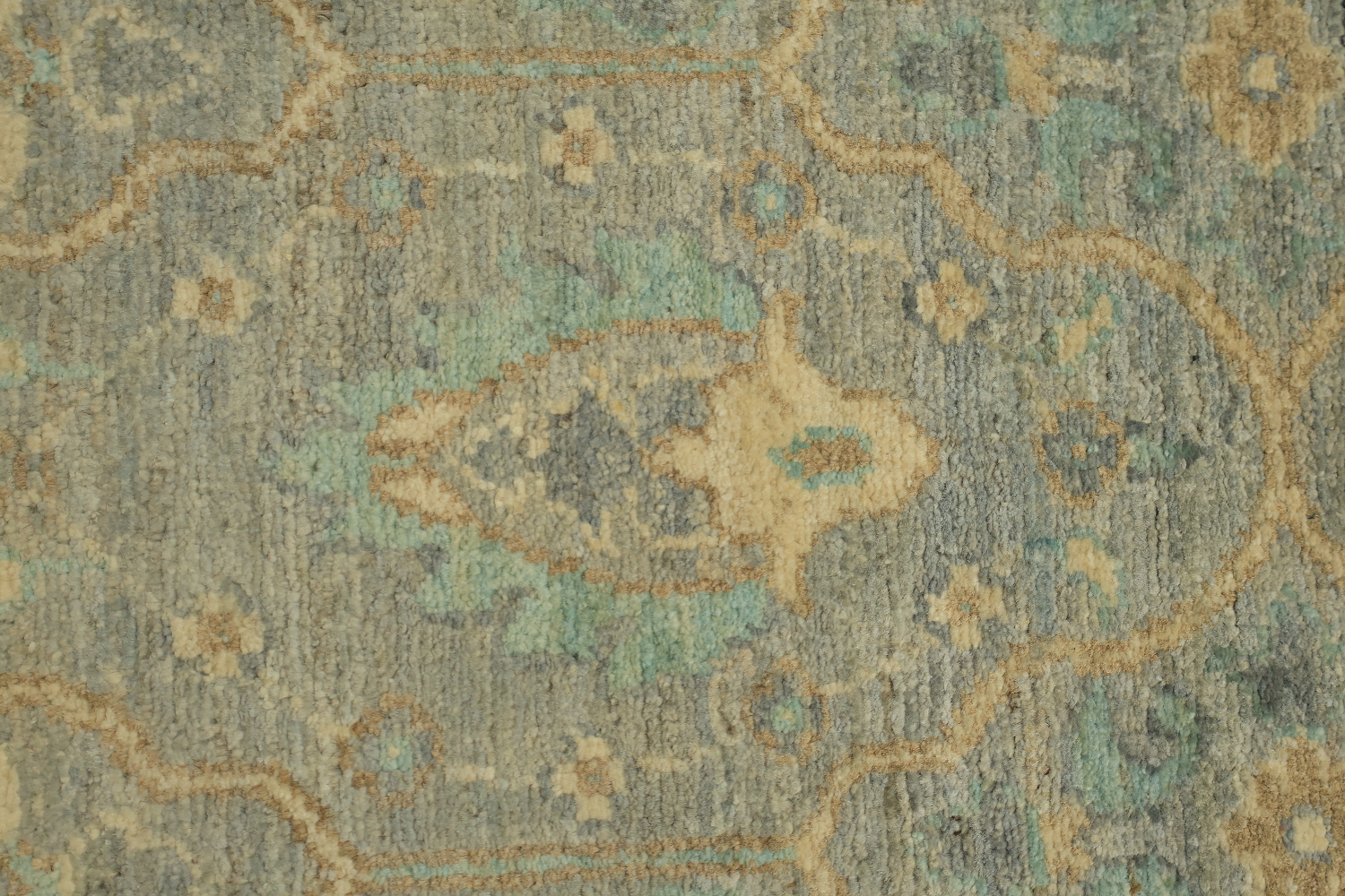 Muted Grey And Green All Over Oriental Oushak Turkish Runner Wool Rug 3x8