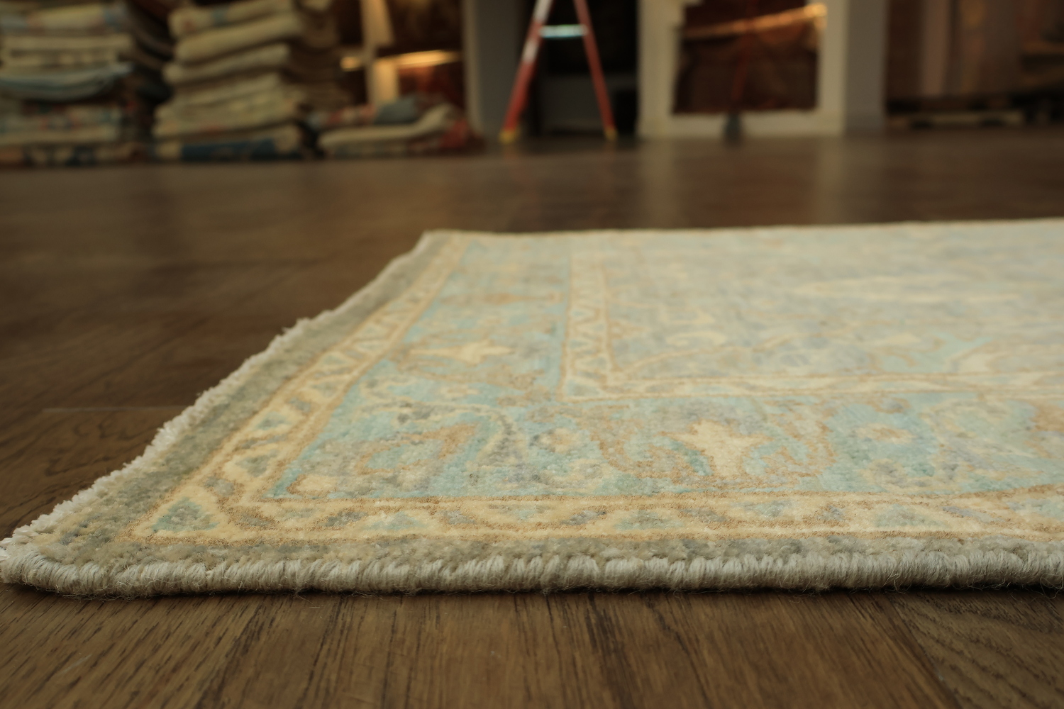 Muted Grey And Green All Over Oriental Oushak Turkish Runner Wool Rug 3x8