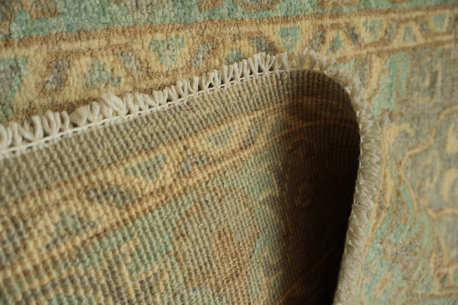 Muted Grey And Green All Over Oriental Oushak Turkish Runner Wool Rug 3x8
