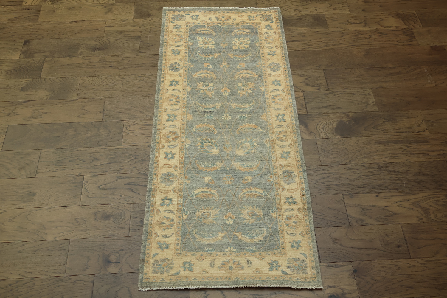 Muted All Over Floral Green Oriental Oushak Turkish Wool Rug 3x6