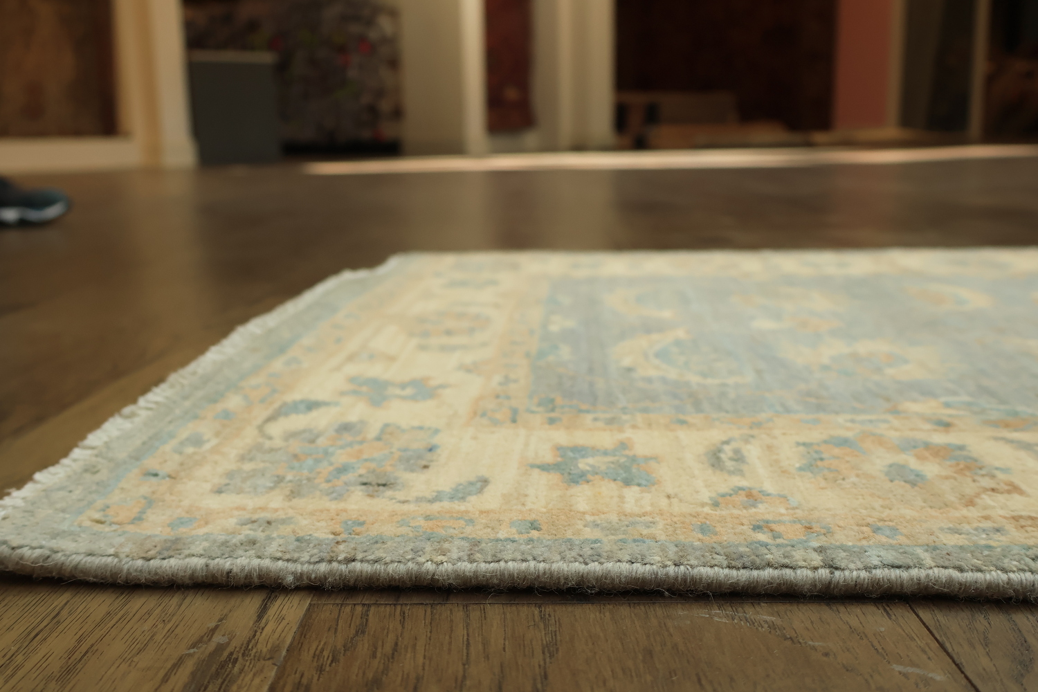 Muted All Over Floral Green Oriental Oushak Turkish Wool Rug 3x6
