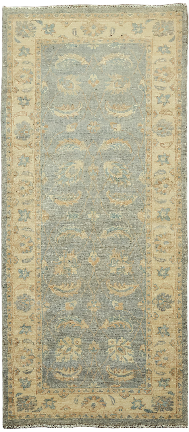 Muted All Over Floral Green Oriental Oushak Turkish Wool Rug 3x6
