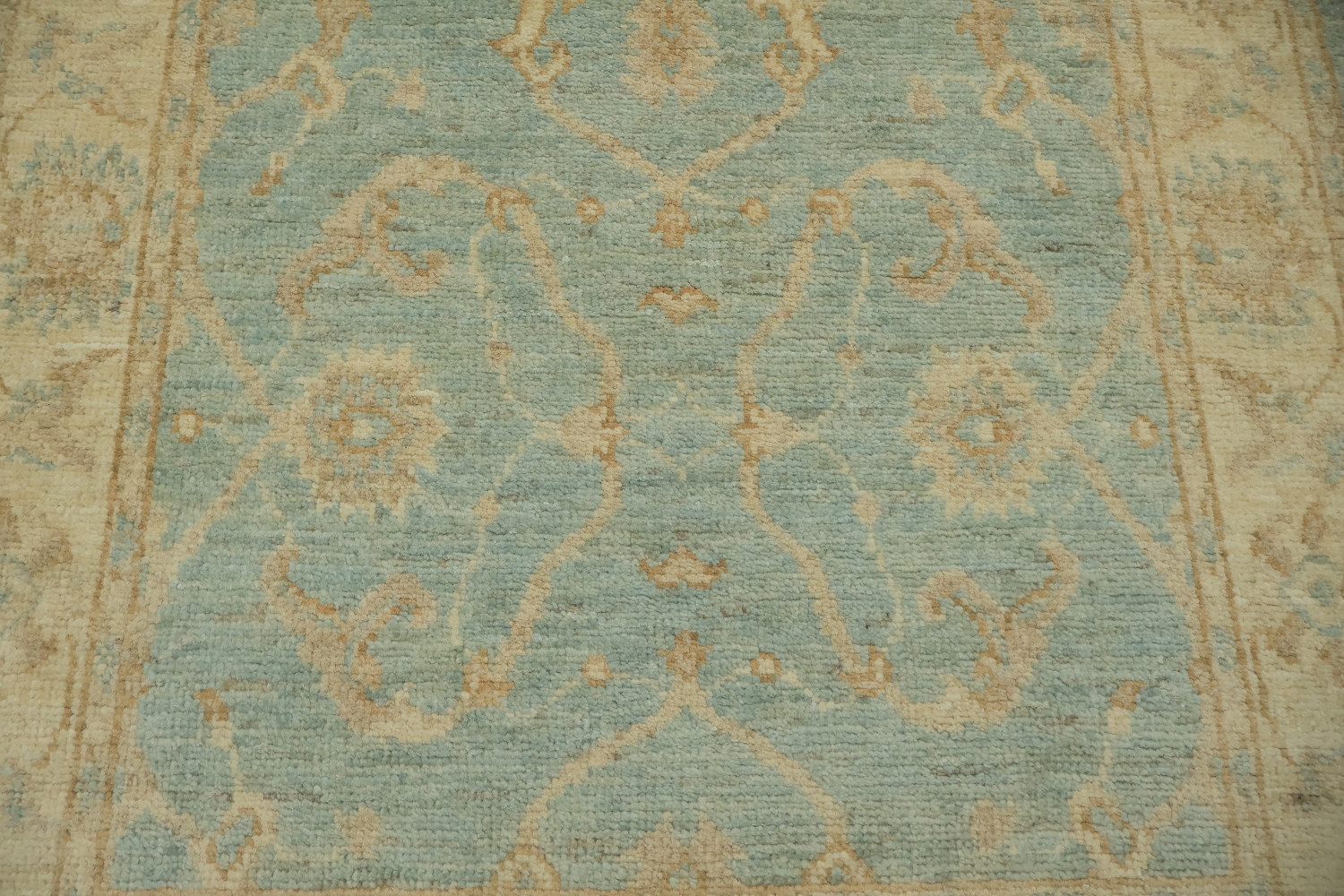 Muted Green Oriental Oushak Turkish Runner Wool Rug 3x10