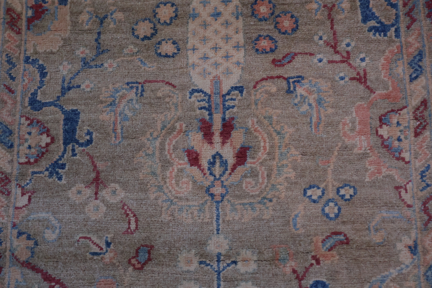 Muted All Over Floral Oushak Turkish Runner Wool Rug 3x12