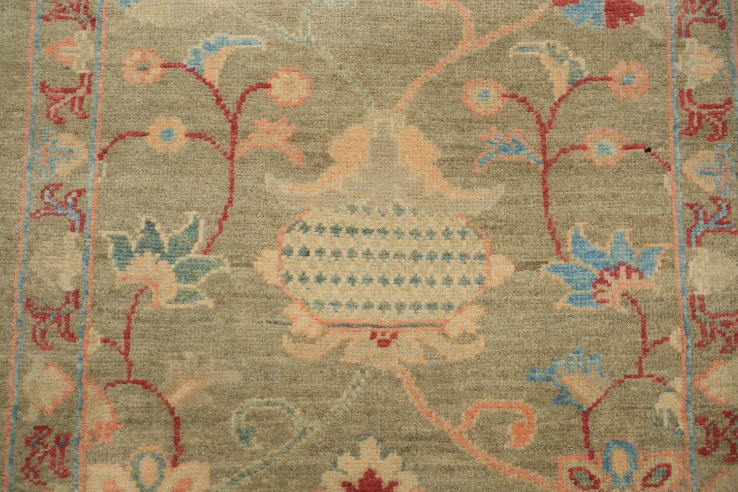 Palace Size Muted Green Oriental Oushak Turkish Runner Wool Rug 3x13
