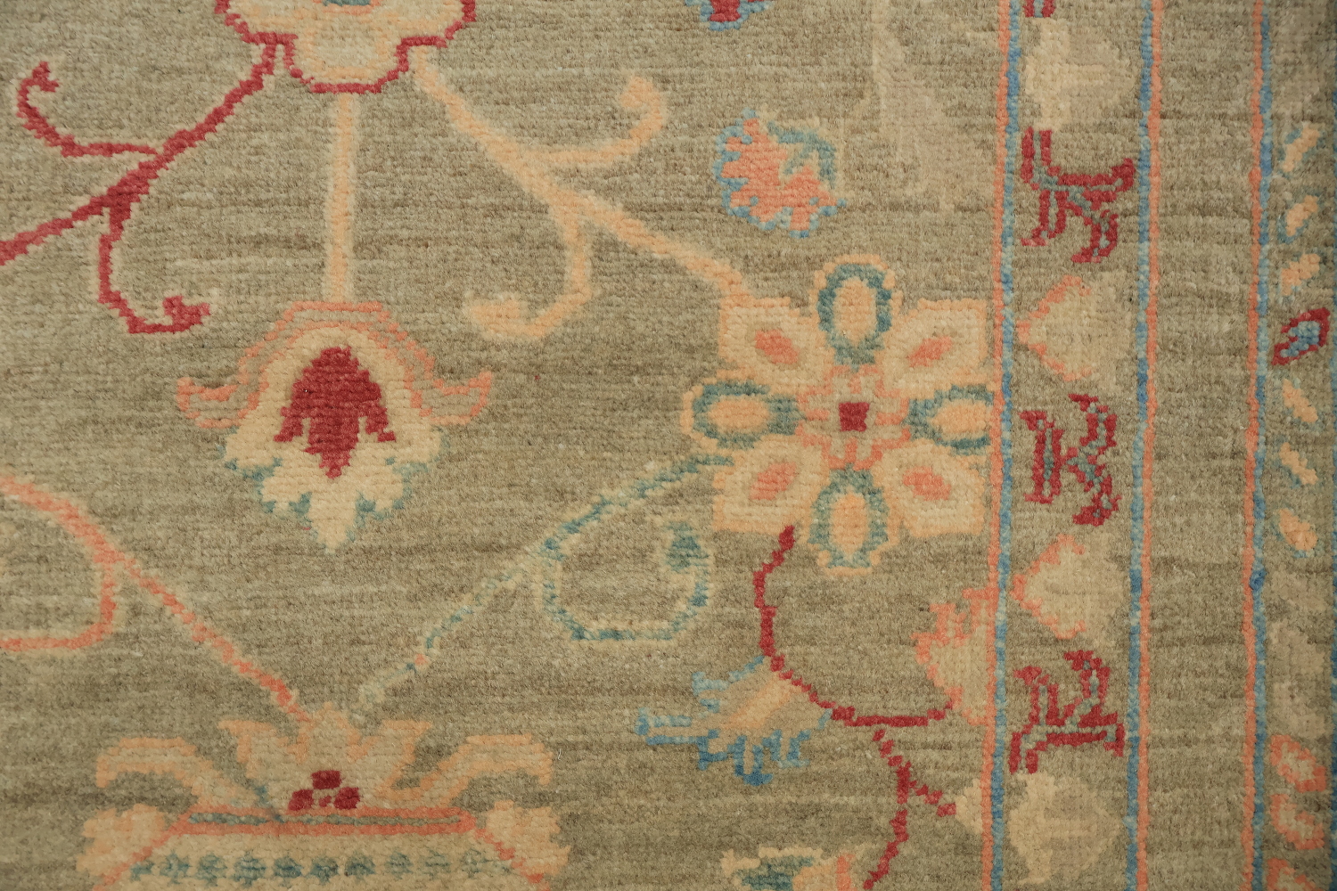 Palace Size Muted Green Oriental Oushak Turkish Runner Wool Rug 3x13