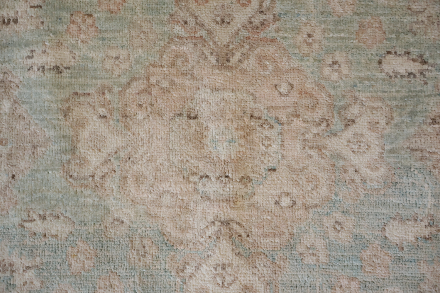 Outstanding Muted Green Oriental Oushak Turkish Round Wool Rug 7x7