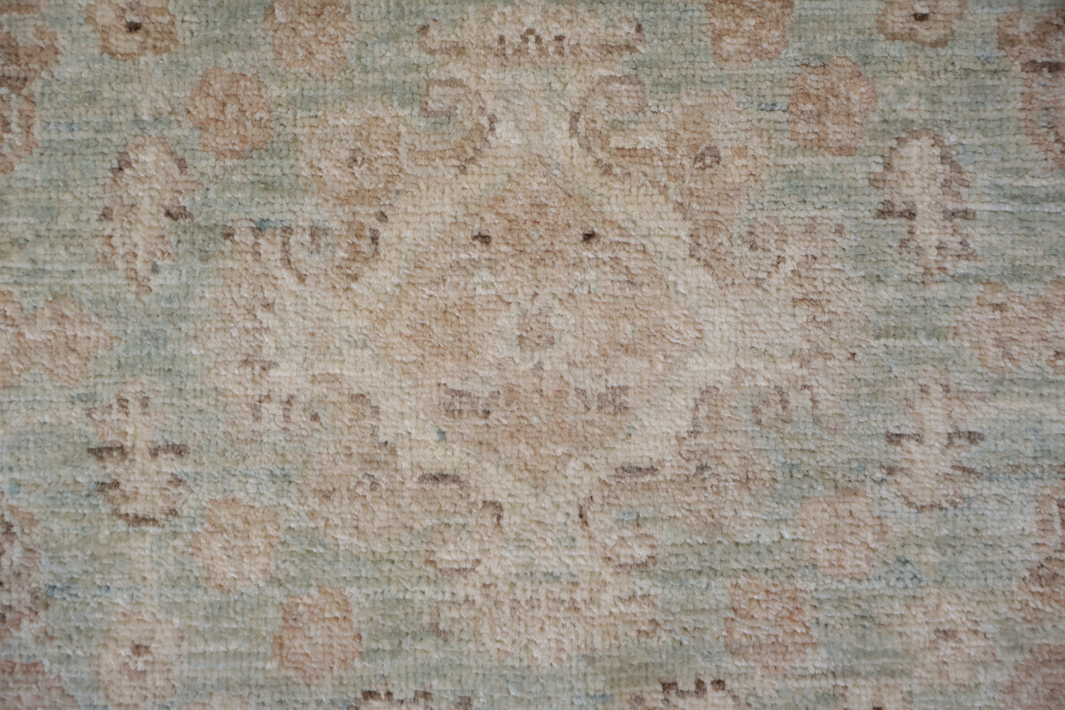 Outstanding Muted Green Oriental Oushak Turkish Round Wool Rug 7x7