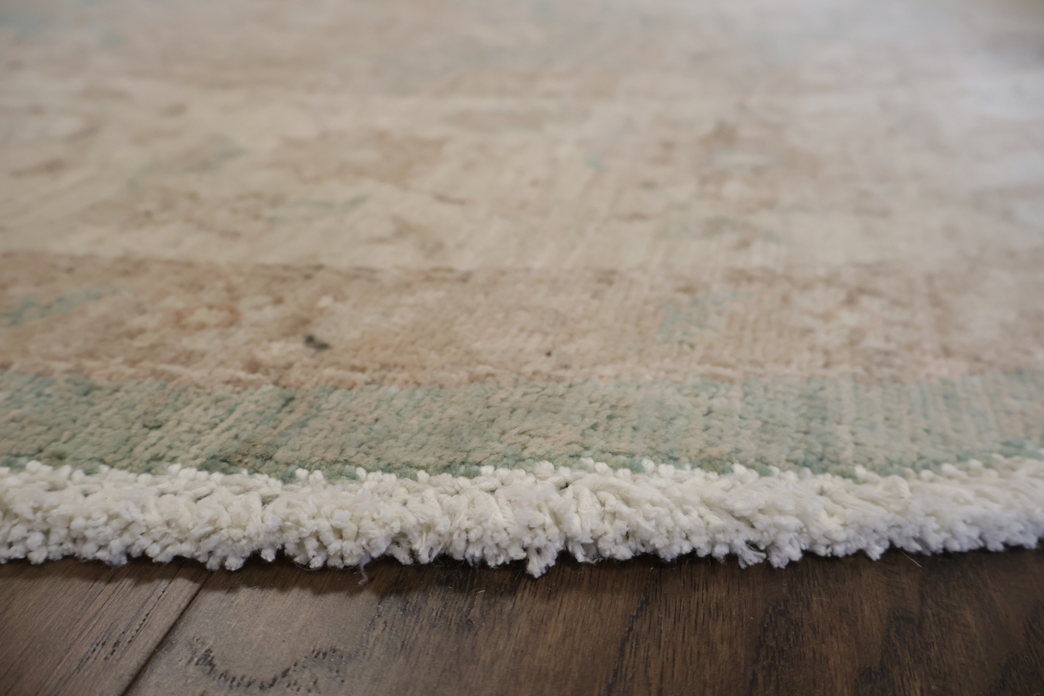 Outstanding Muted Green Oriental Oushak Turkish Round Wool Rug 7x7