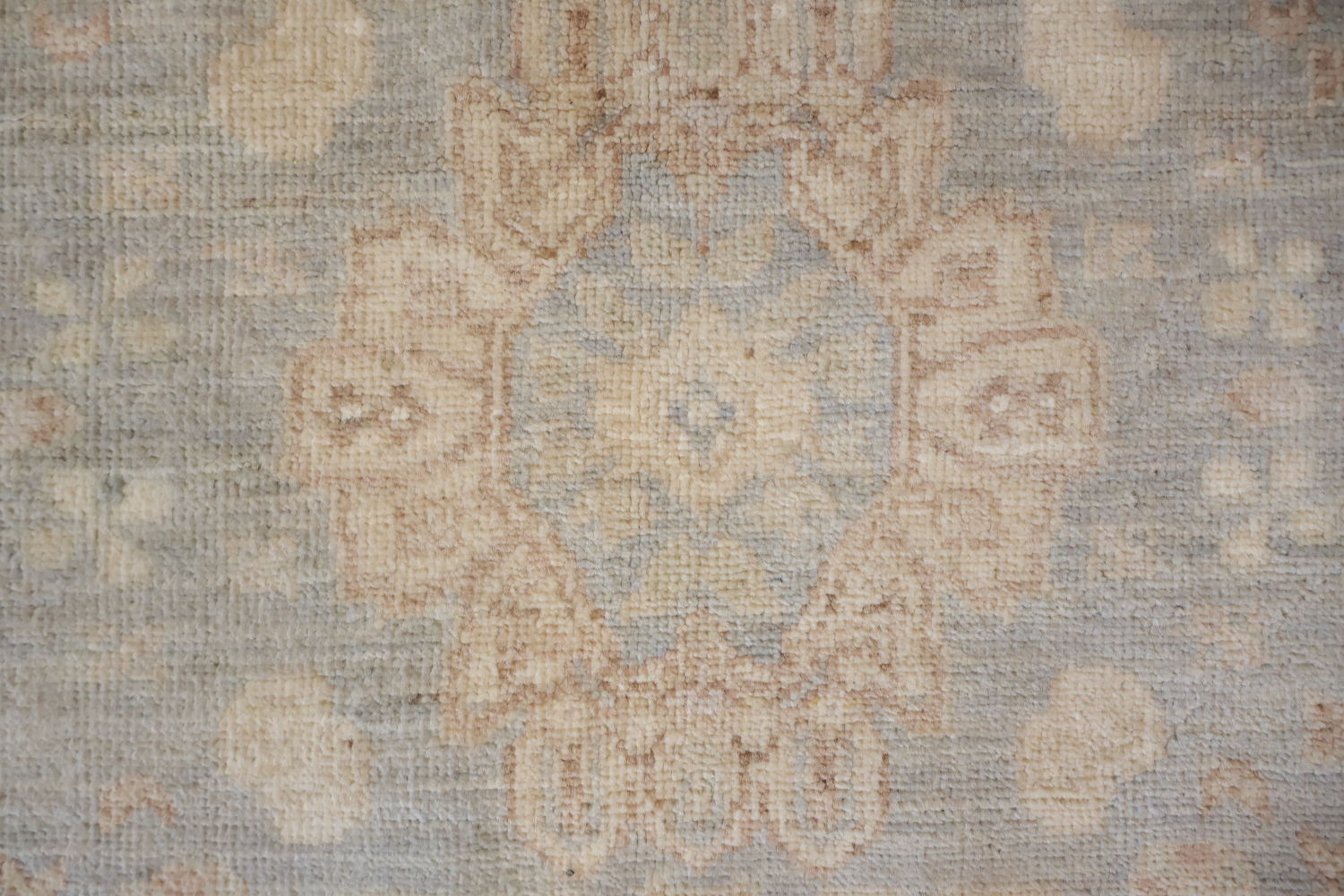 Muted Grey Refined Rectangular Oriental Oushak Wool Rug Featuring Intricate Floral Designs 7x10