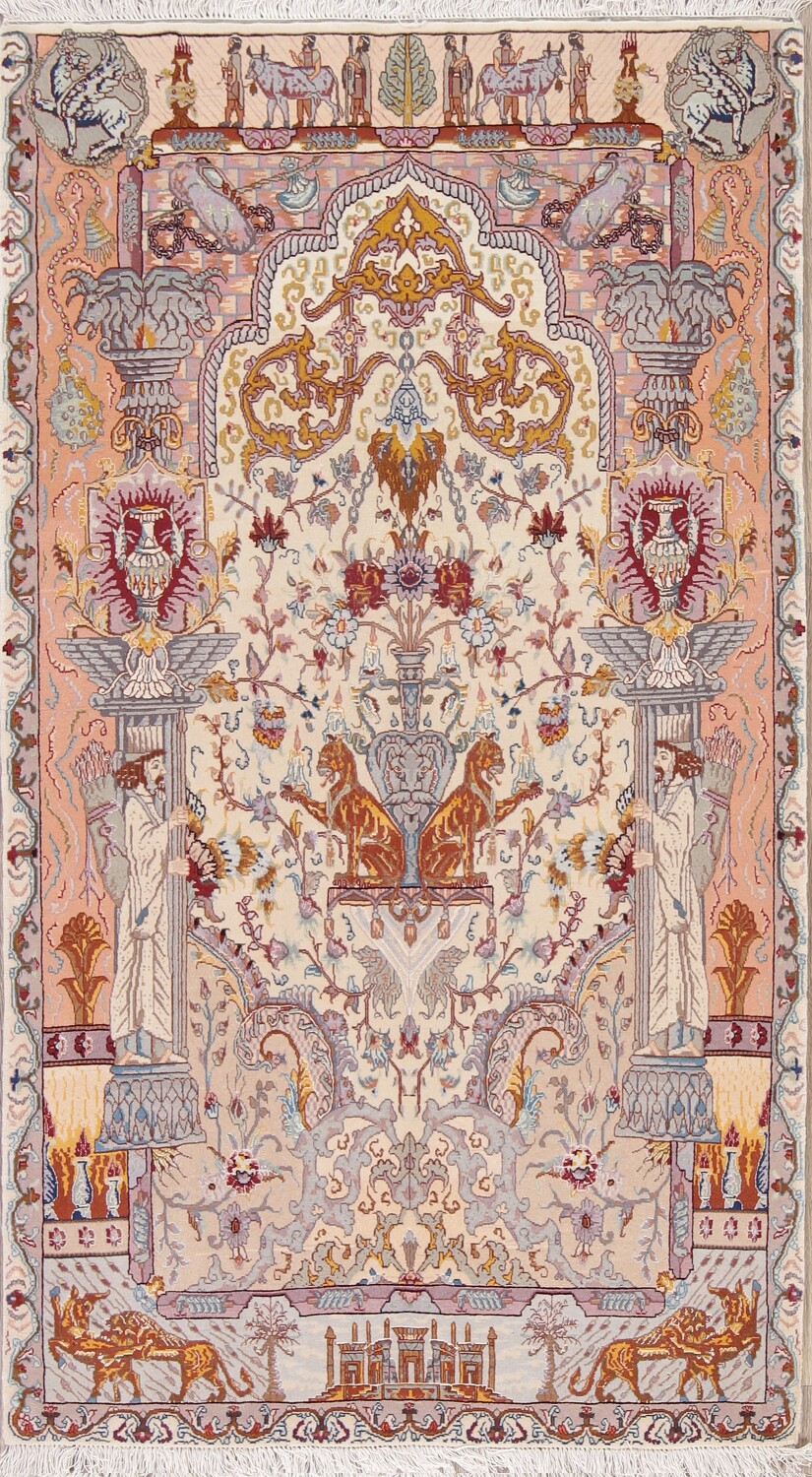 Dynasty Pictorial Persepolis King Darius Tabriz Persian Rug