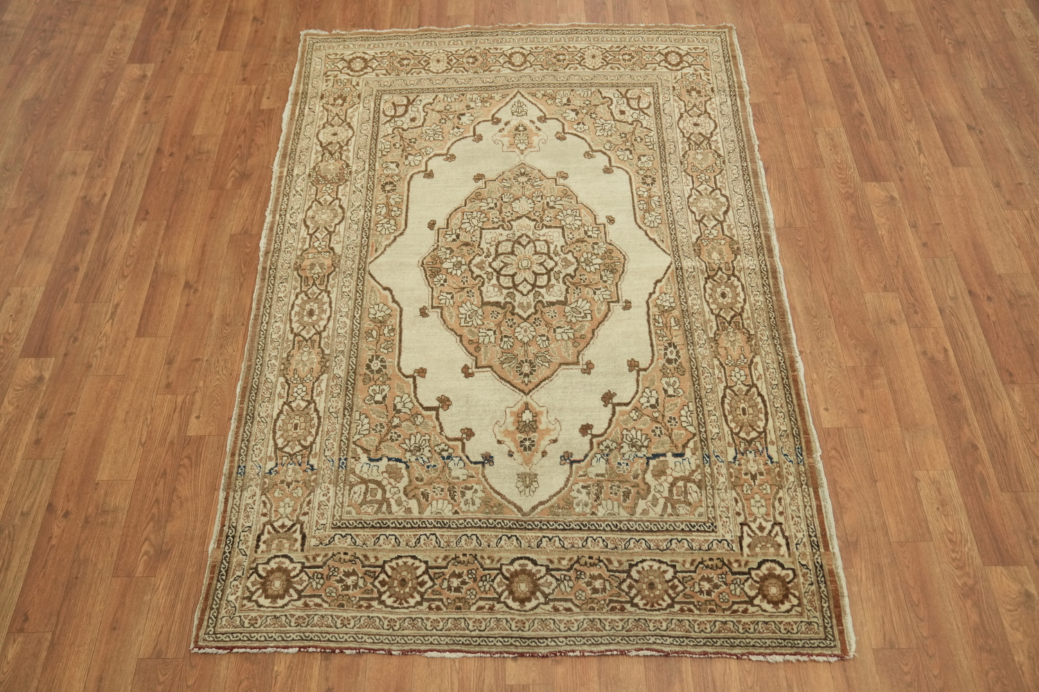 Pre-1900 Antique Beige Tabriz Haj-Jalili Persian Rug 4'x6'