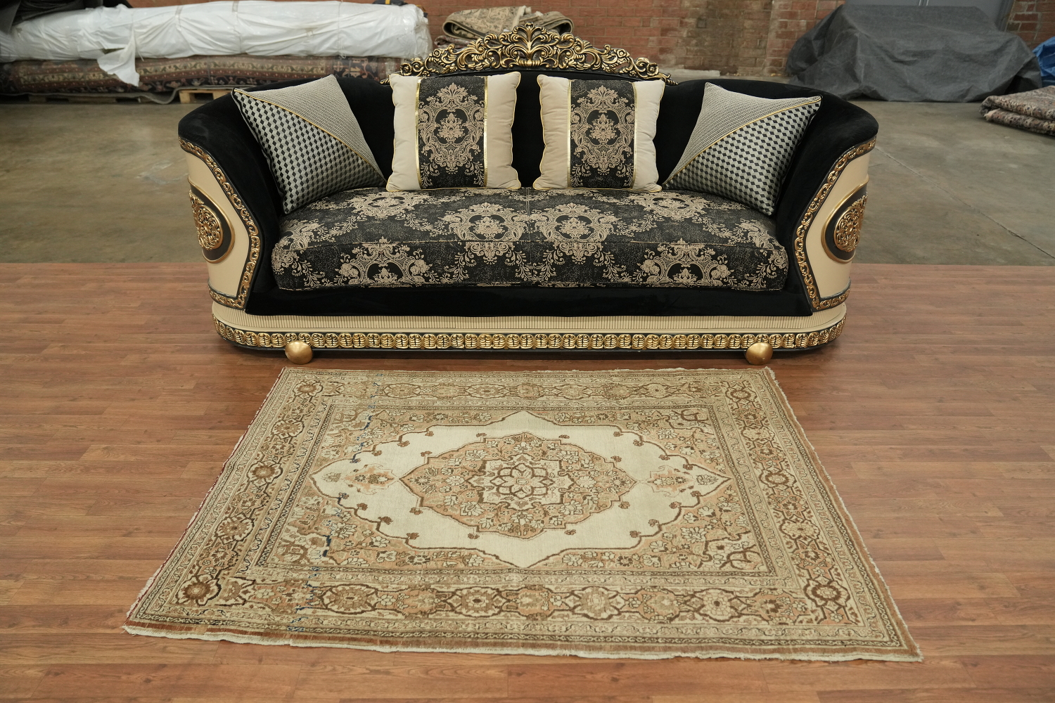Pre-1900 Antique Beige Tabriz Haj-Jalili Persian Rug 4'x6'