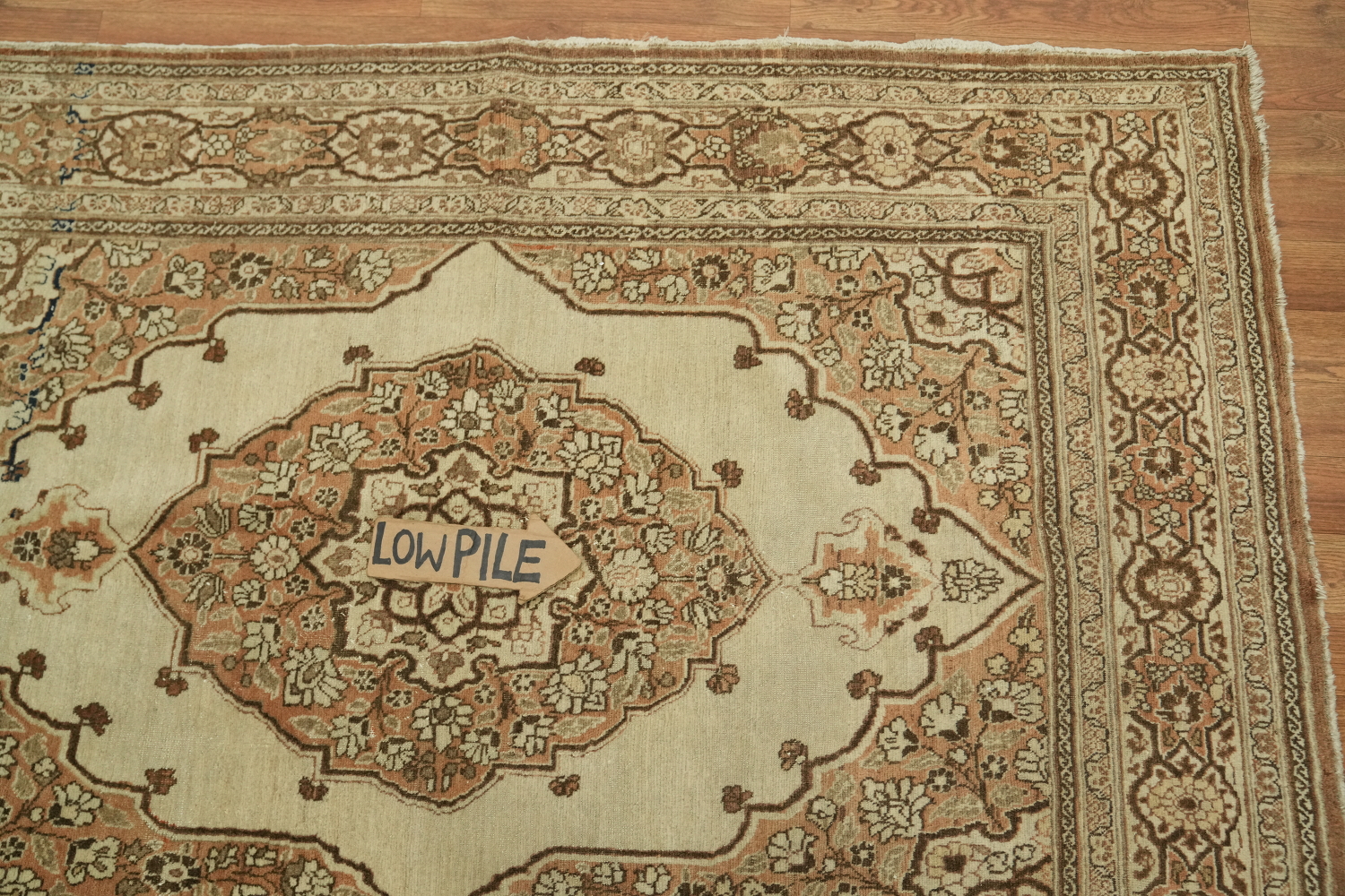 Pre-1900 Antique Beige Tabriz Haj-Jalili Persian Rug 4'x6'