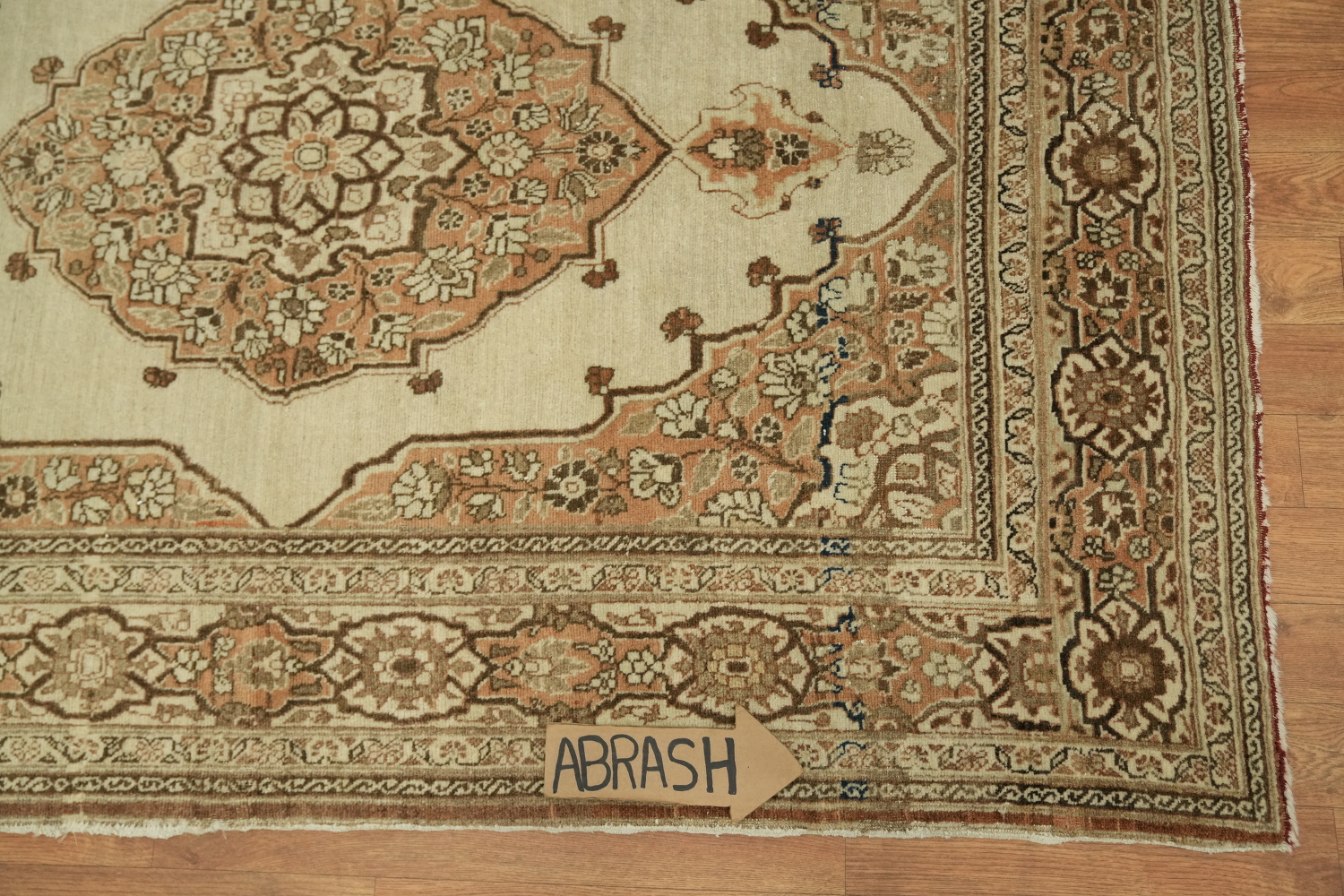 Pre-1900 Antique Beige Tabriz Haj-Jalili Persian Rug 4'x6'