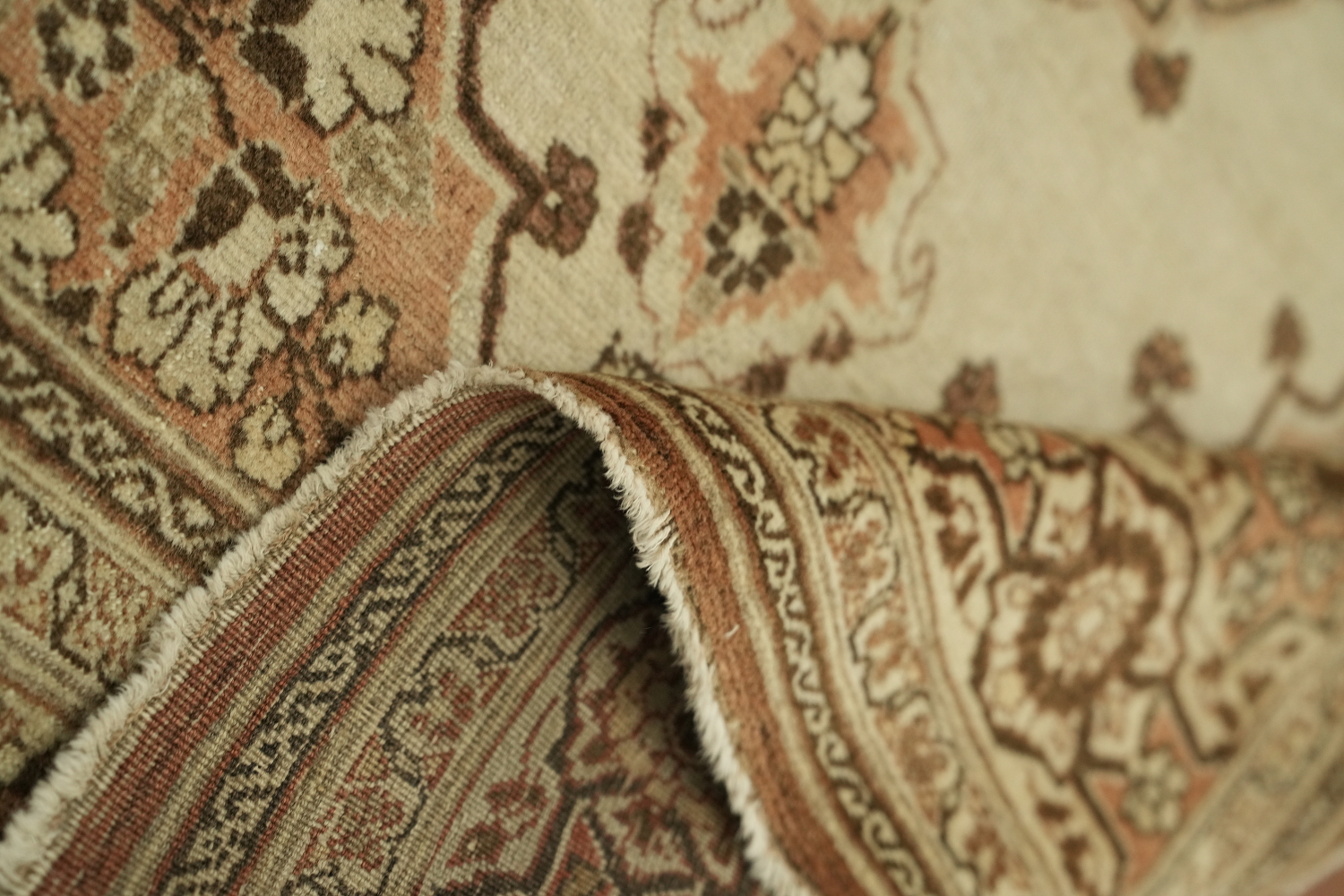 Pre-1900 Antique Beige Tabriz Haj-Jalili Persian Rug 4'x6'