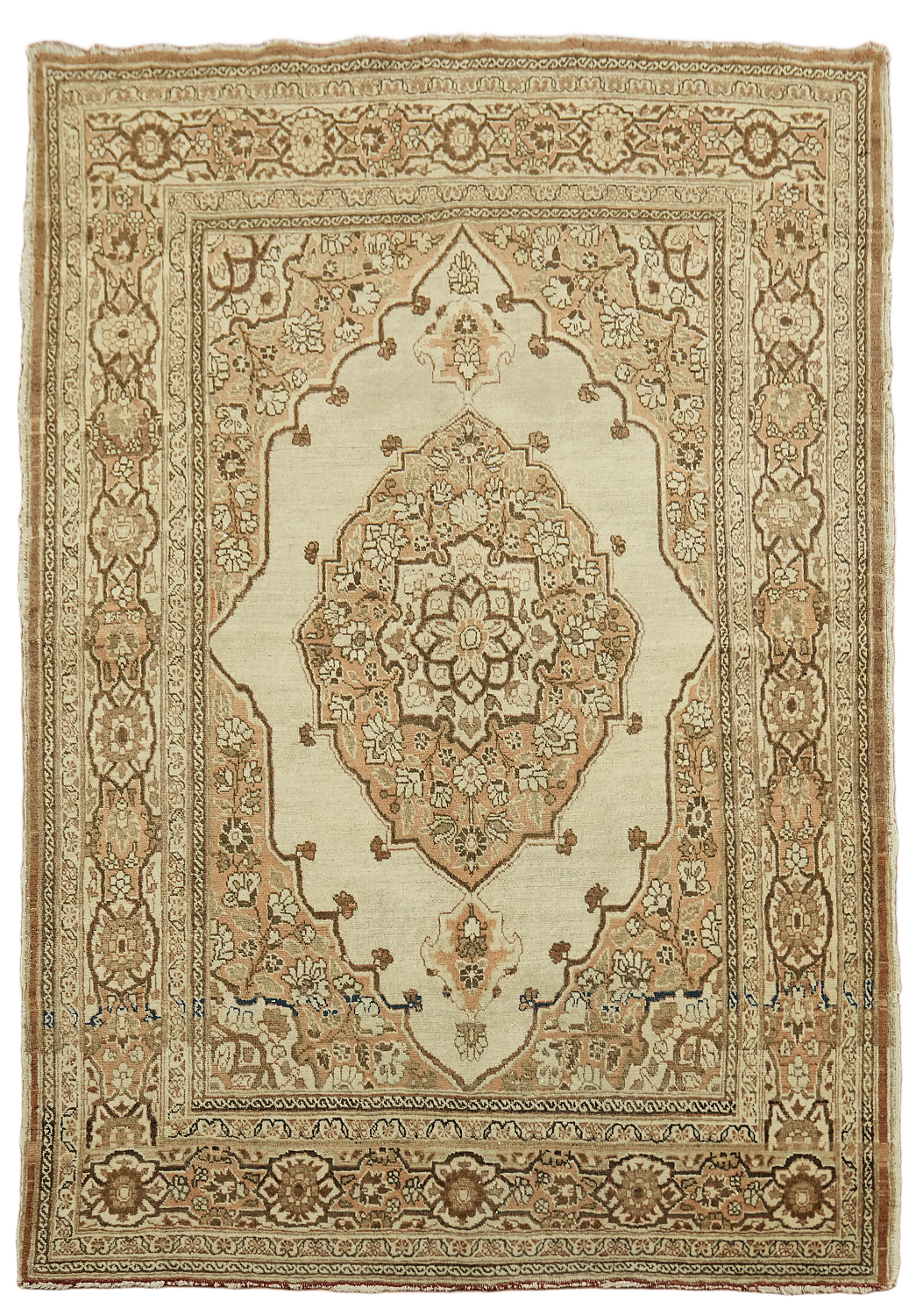 Pre-1900 Antique Beige Tabriz Haj-Jalili Persian Rug 4'x6'