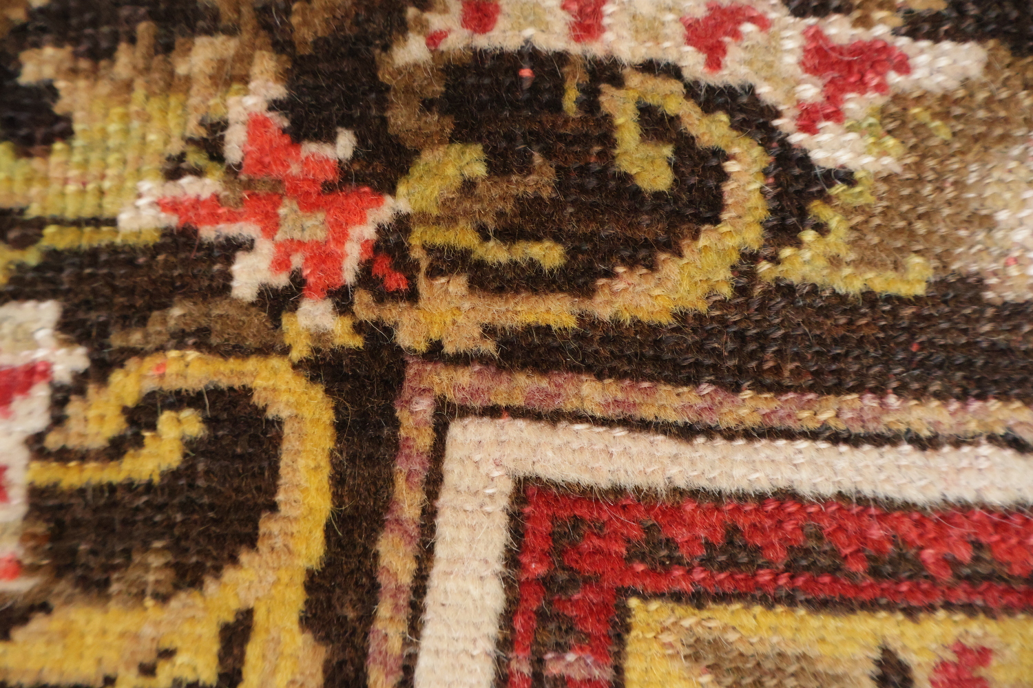 Pre-1900 Vegetable Dye Rust and Yellow Oushak Turkish Rug 5x7