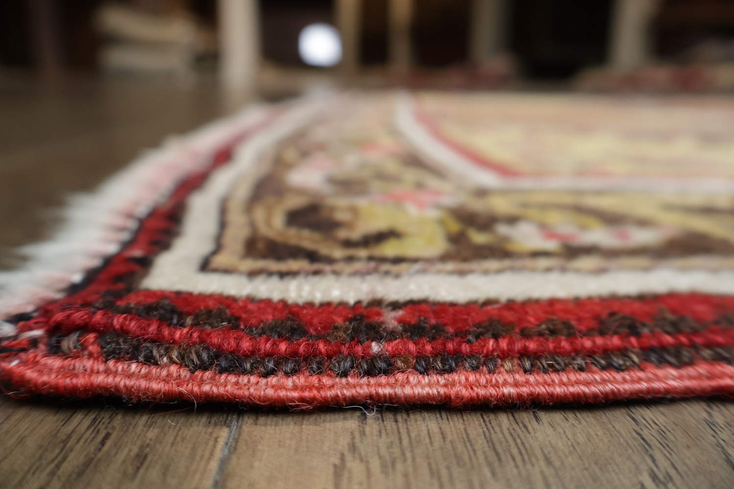 Pre-1900 Vegetable Dye Rust and Yellow Oushak Turkish Rug 5x7
