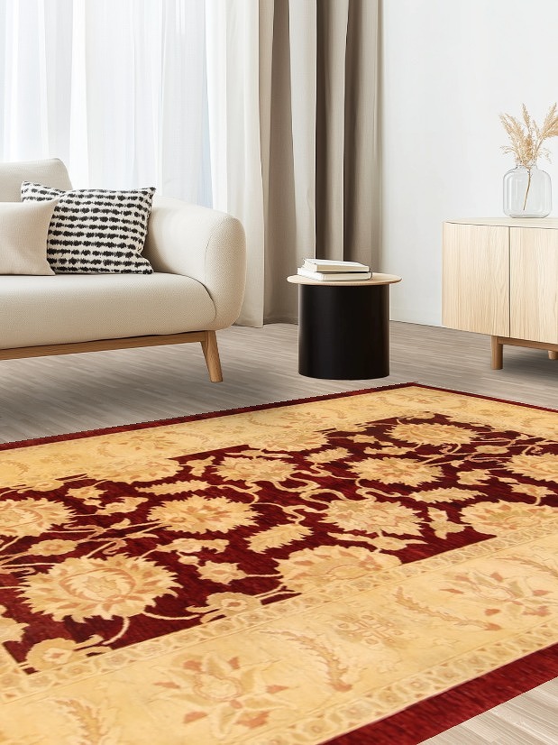 All-Over Floral Sarouk Persian Area Rug 6x9