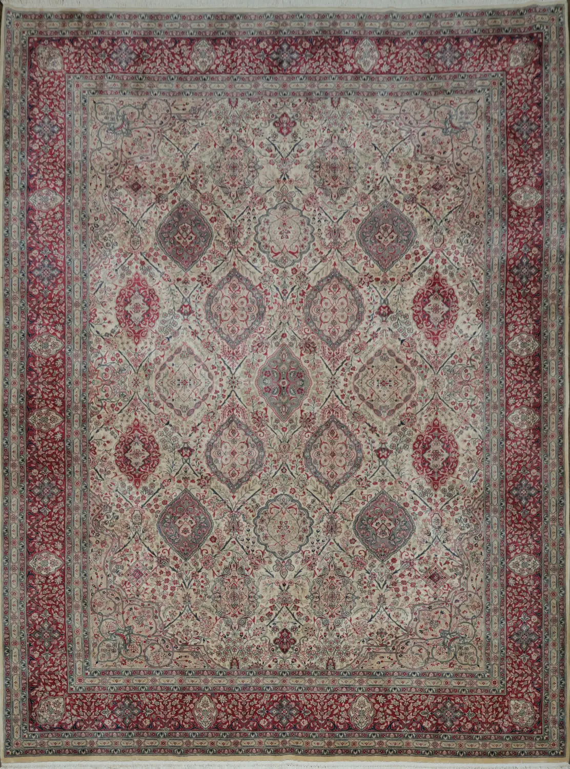 Elegant Pak Persian Garden Design Rug with Intricate Red Border Accents 9x12