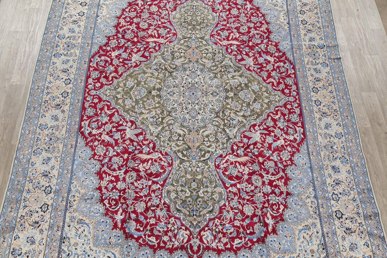 Red Antique Floral Nain Persian Area Rug 10X14