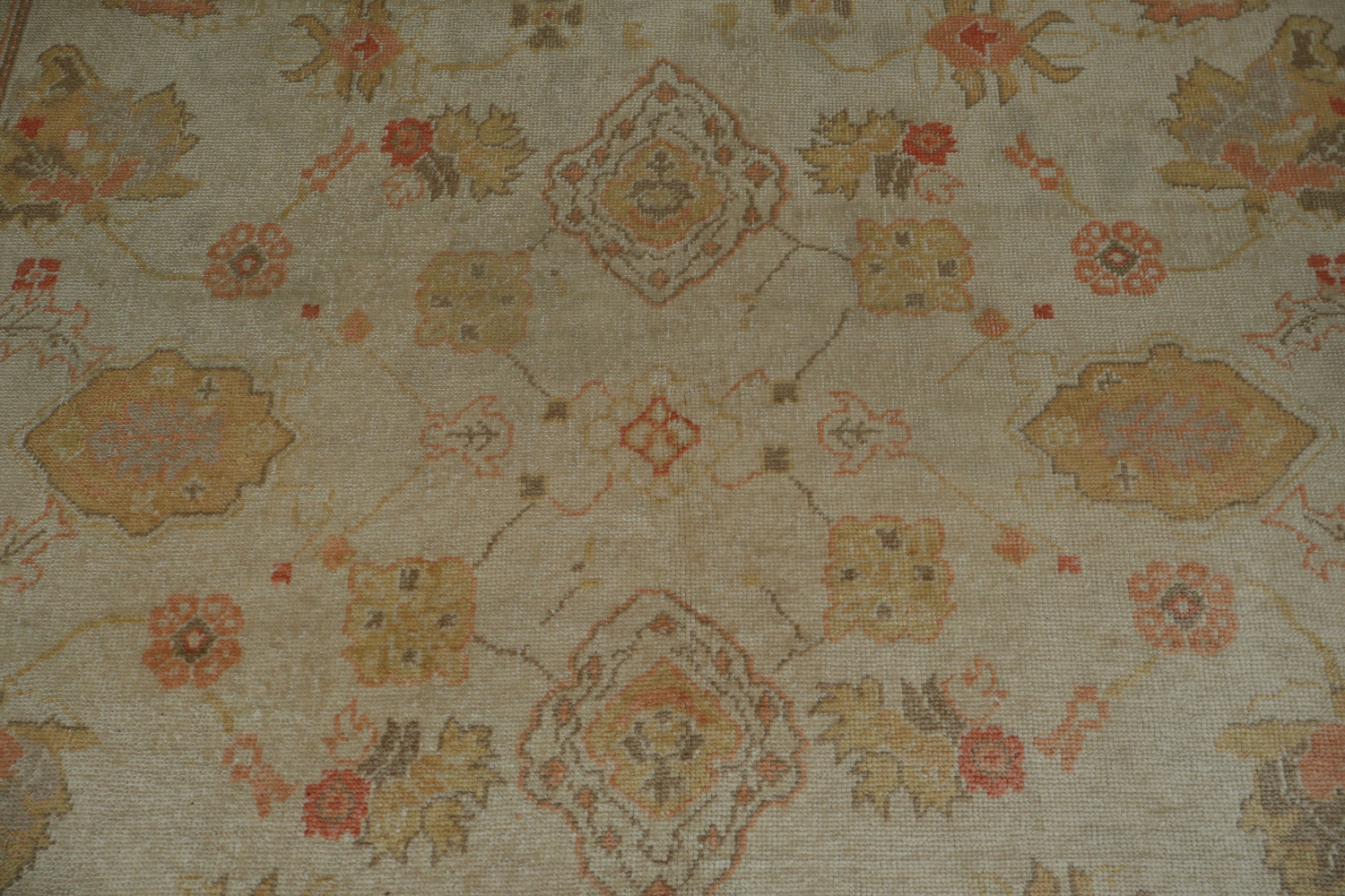 Antique Muted Green and Gold Oushak Turkish Living Room Rug 9x12