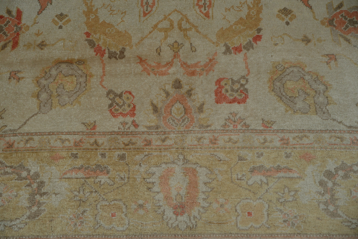 Antique Muted Green and Gold Oushak Turkish Living Room Rug 9x12
