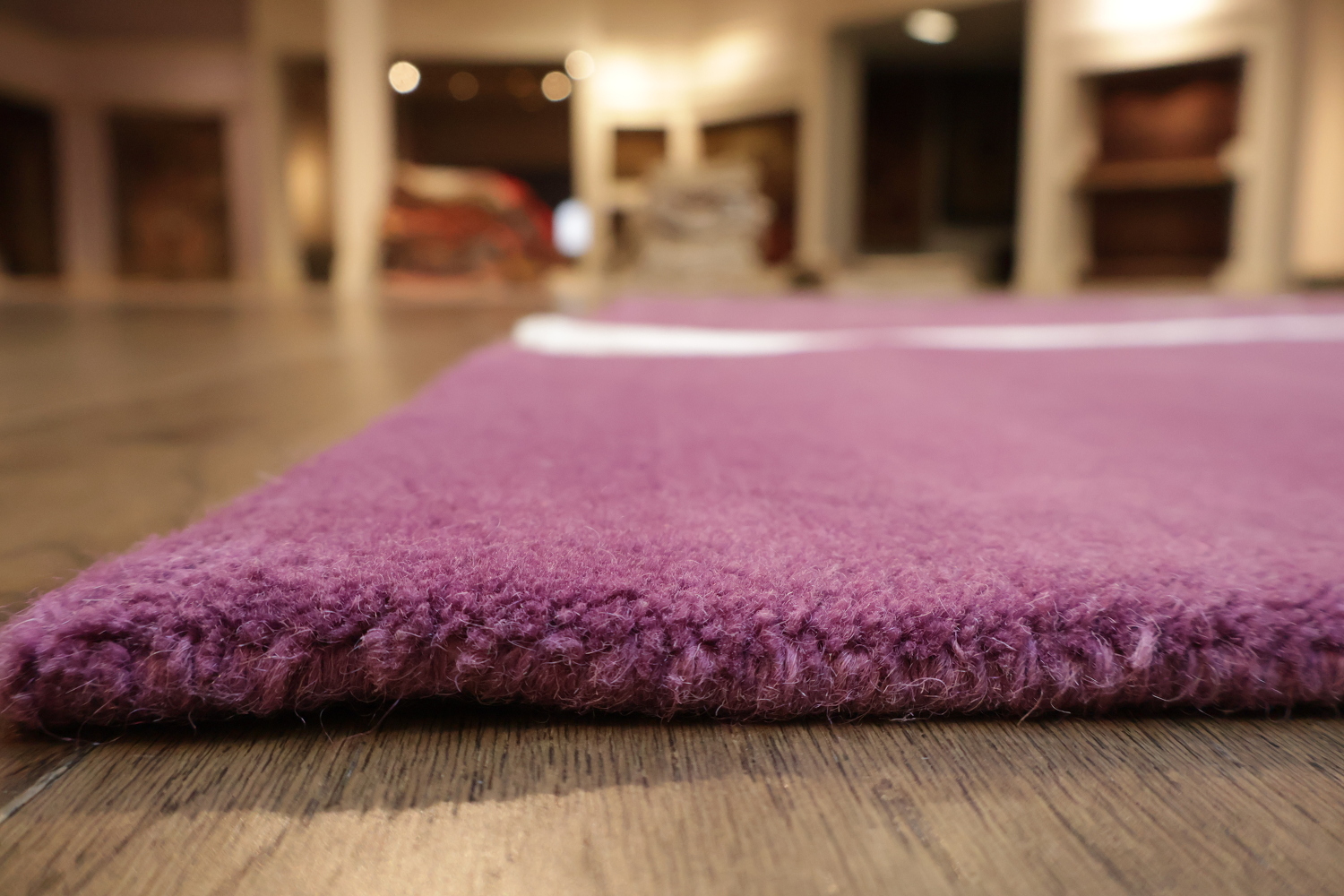 Elegant Purple Nepalese Rug with Wavy White Lines for Modern Interiors 8x10