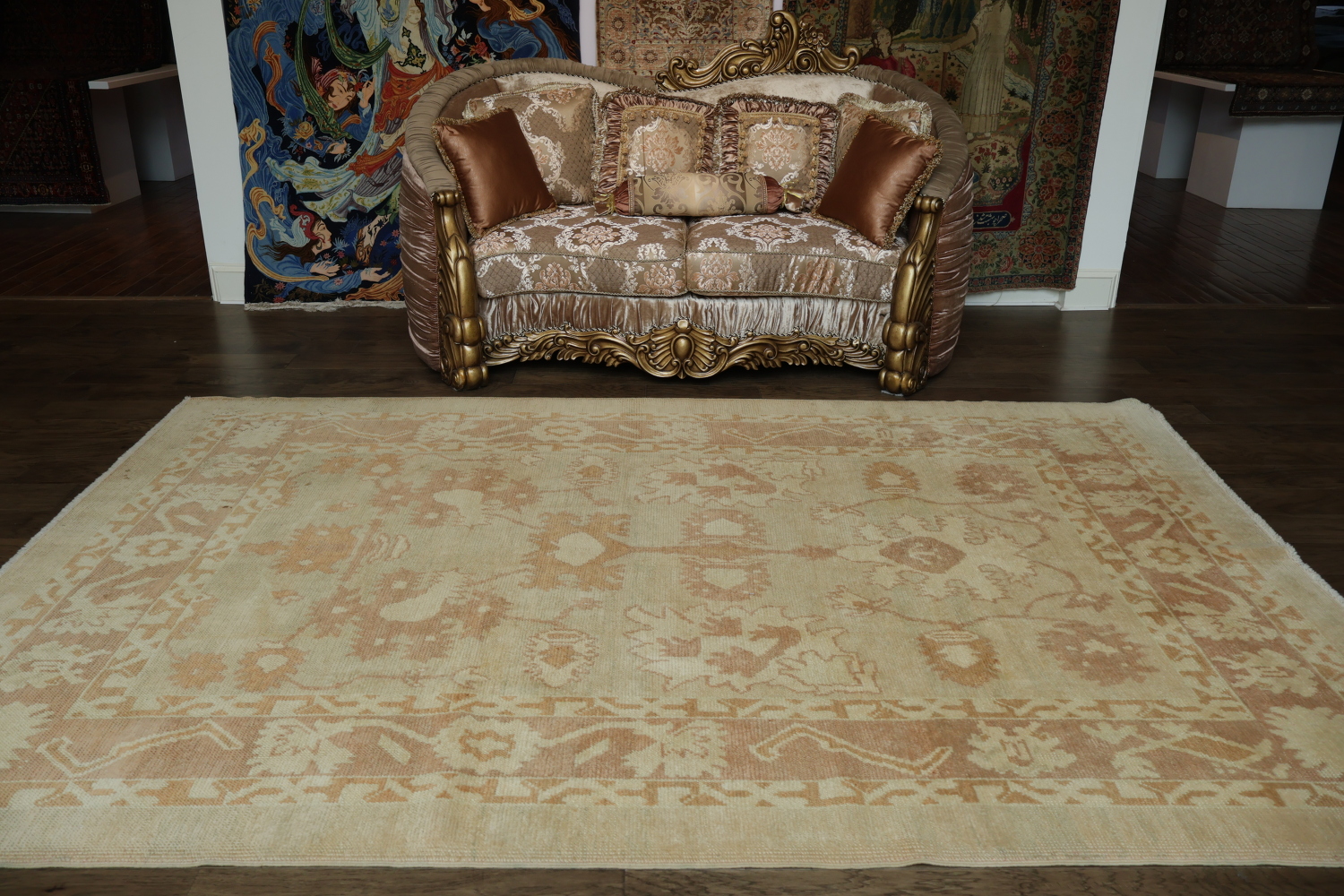 Vegetable Dye Oushak Turkish Hand-Knotted Area Rug 7x11