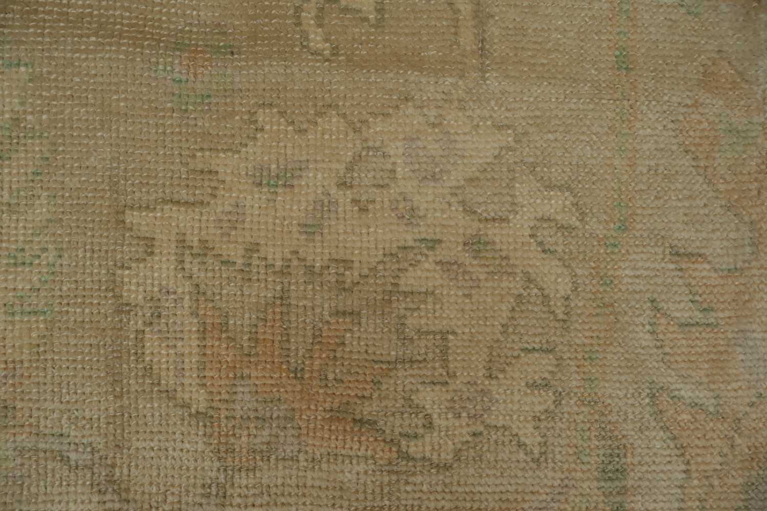 Vegetable Dye Antique Look Oushak Turkish Beige Green Patterned Area Rug 9x13