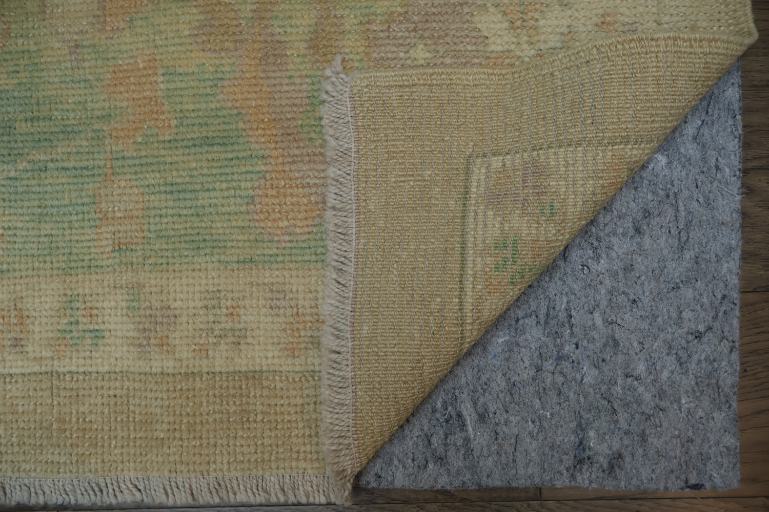 Vegetable Dye Antique Look Oushak Turkish Beige Green Patterned Area Rug 9x13