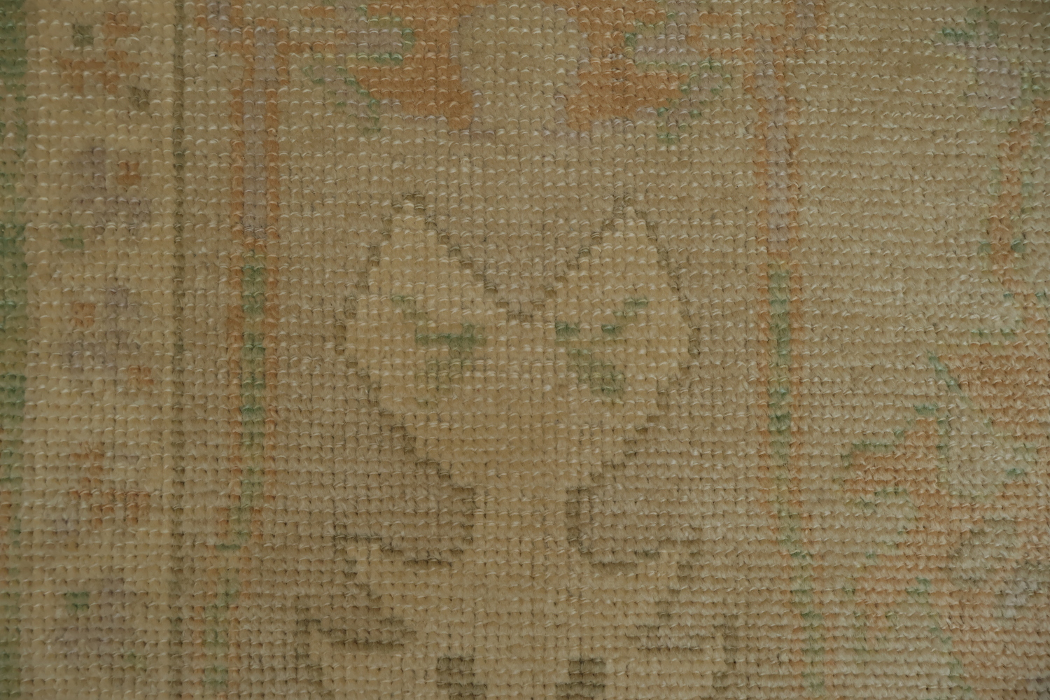 Vegetable Dye Antique Look Oushak Turkish Beige Green Patterned Area Rug 9x13
