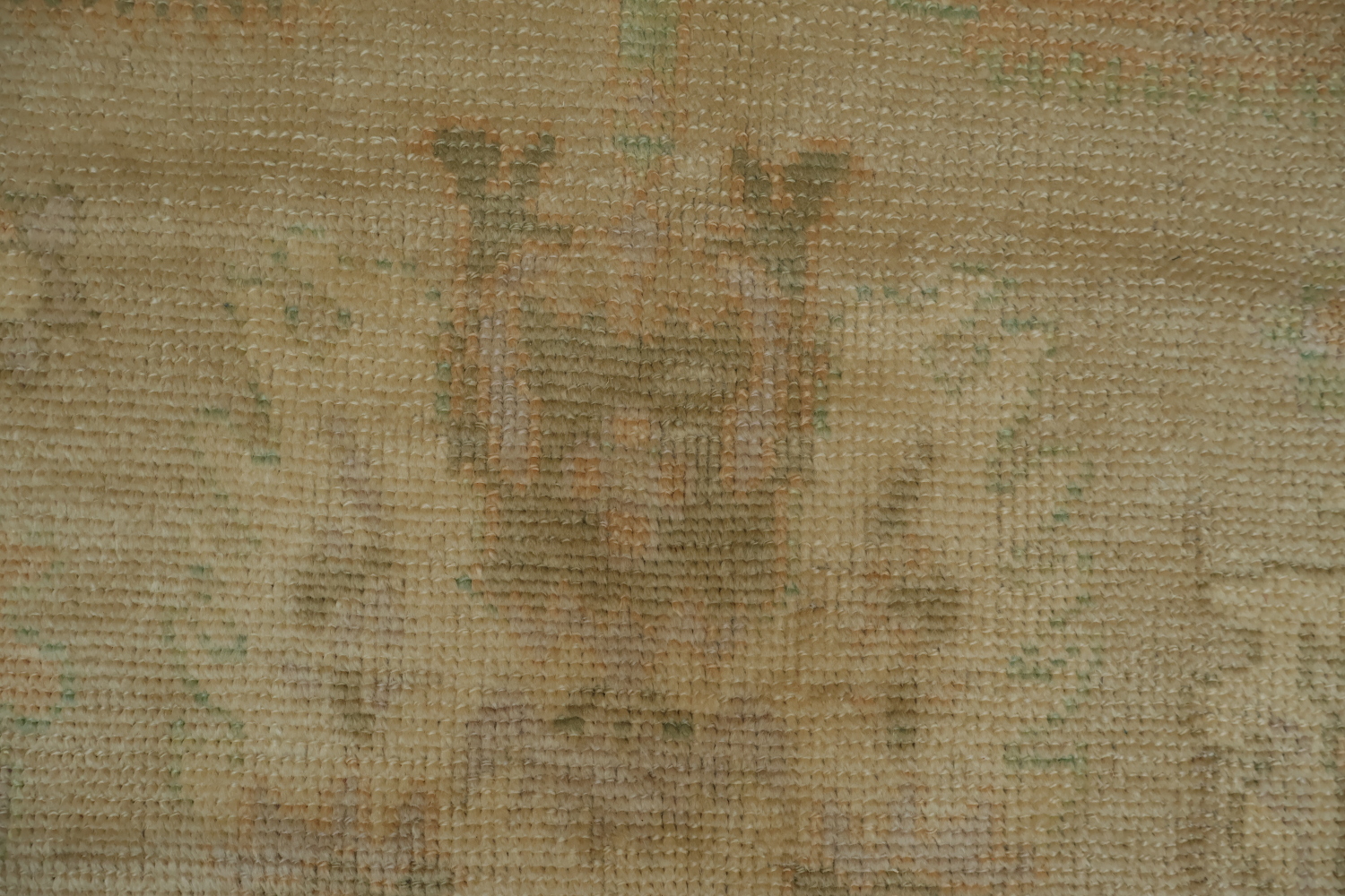 Vegetable Dye Antique Look Oushak Turkish Beige Green Patterned Area Rug 9x13
