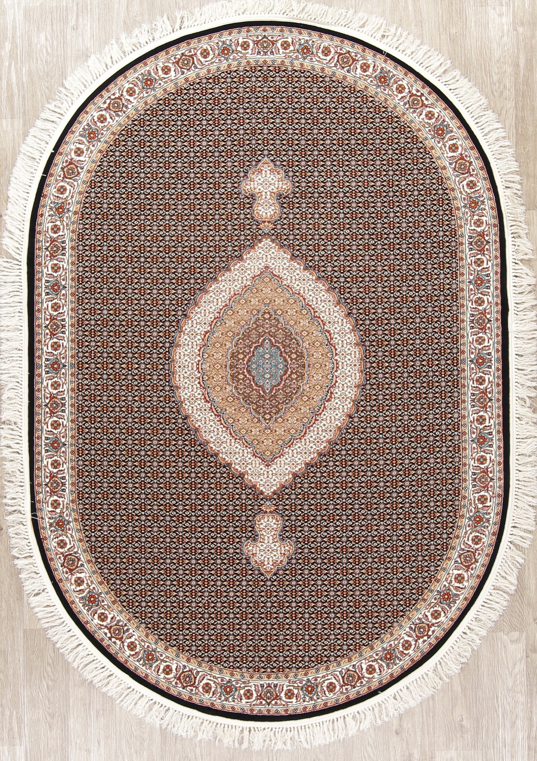 Black oval tabriz mahi turkish area rug 5x7