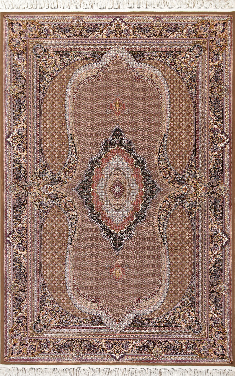 Brown Geometric Tabriz Mahi Turkish Oriental 7x10 Area Rug