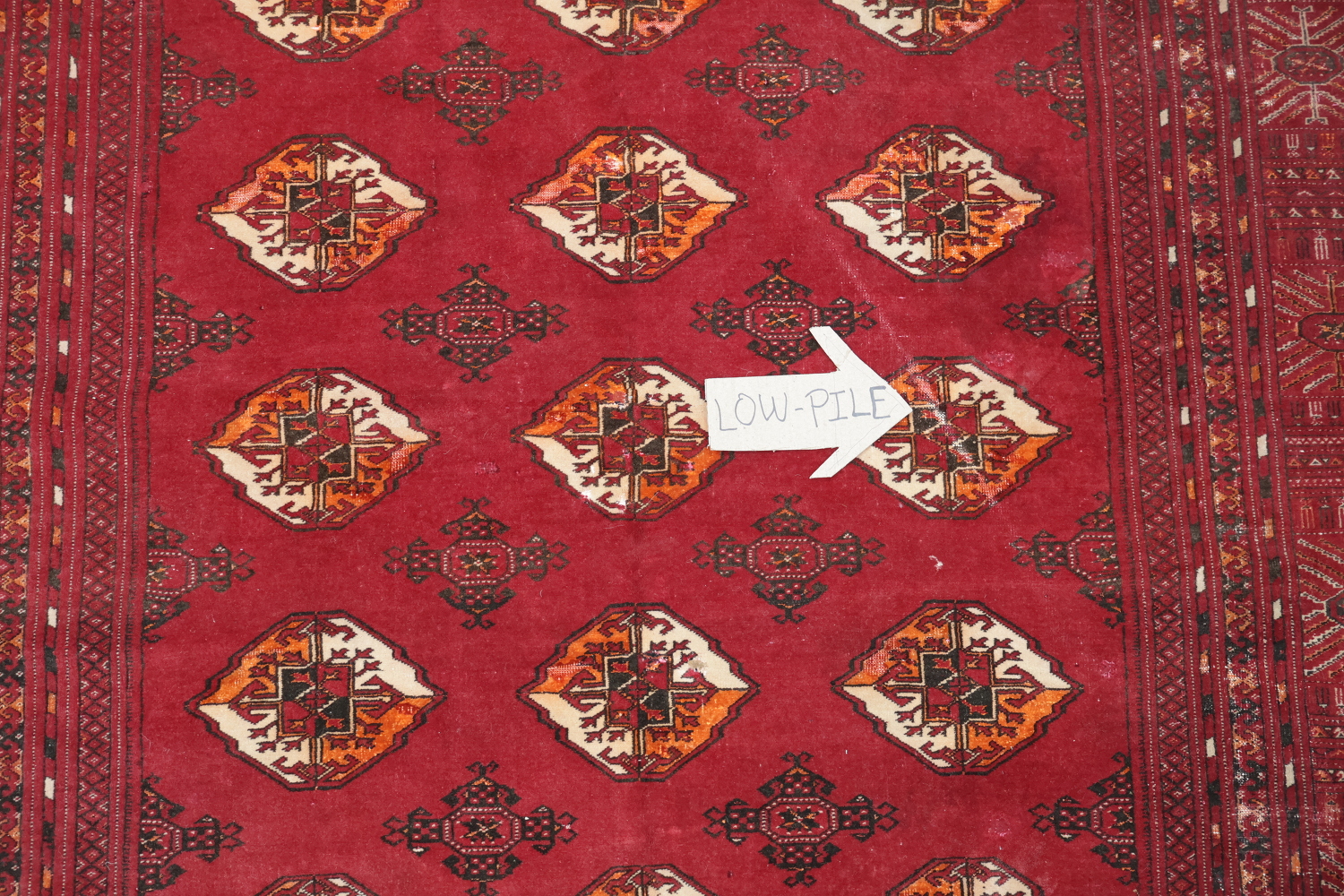 Antique Geometric Tukoman Persian Hand-Knotted 4x6 Wool Area Rug
