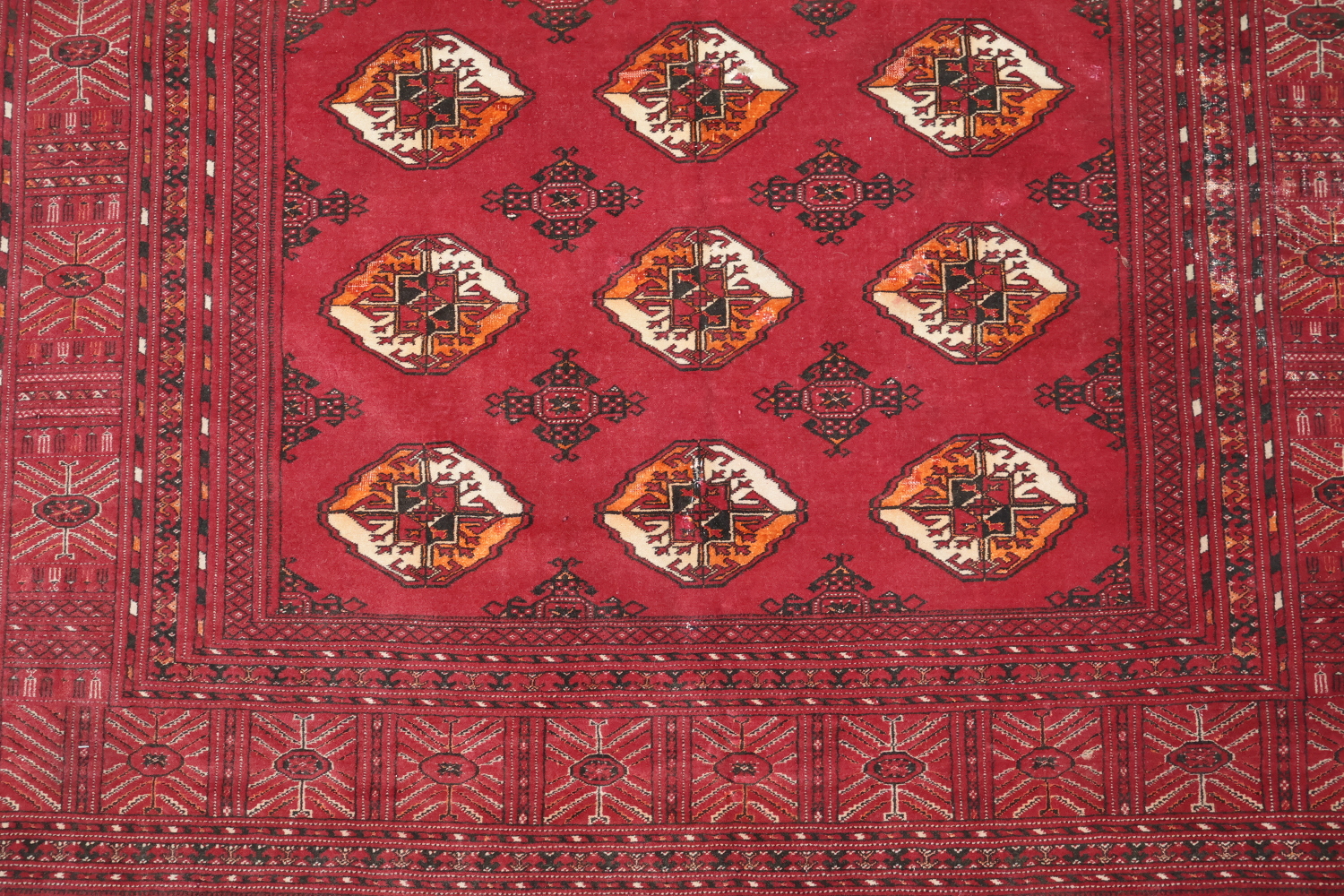Antique Geometric Tukoman Persian Hand-Knotted 4x6 Wool Area Rug