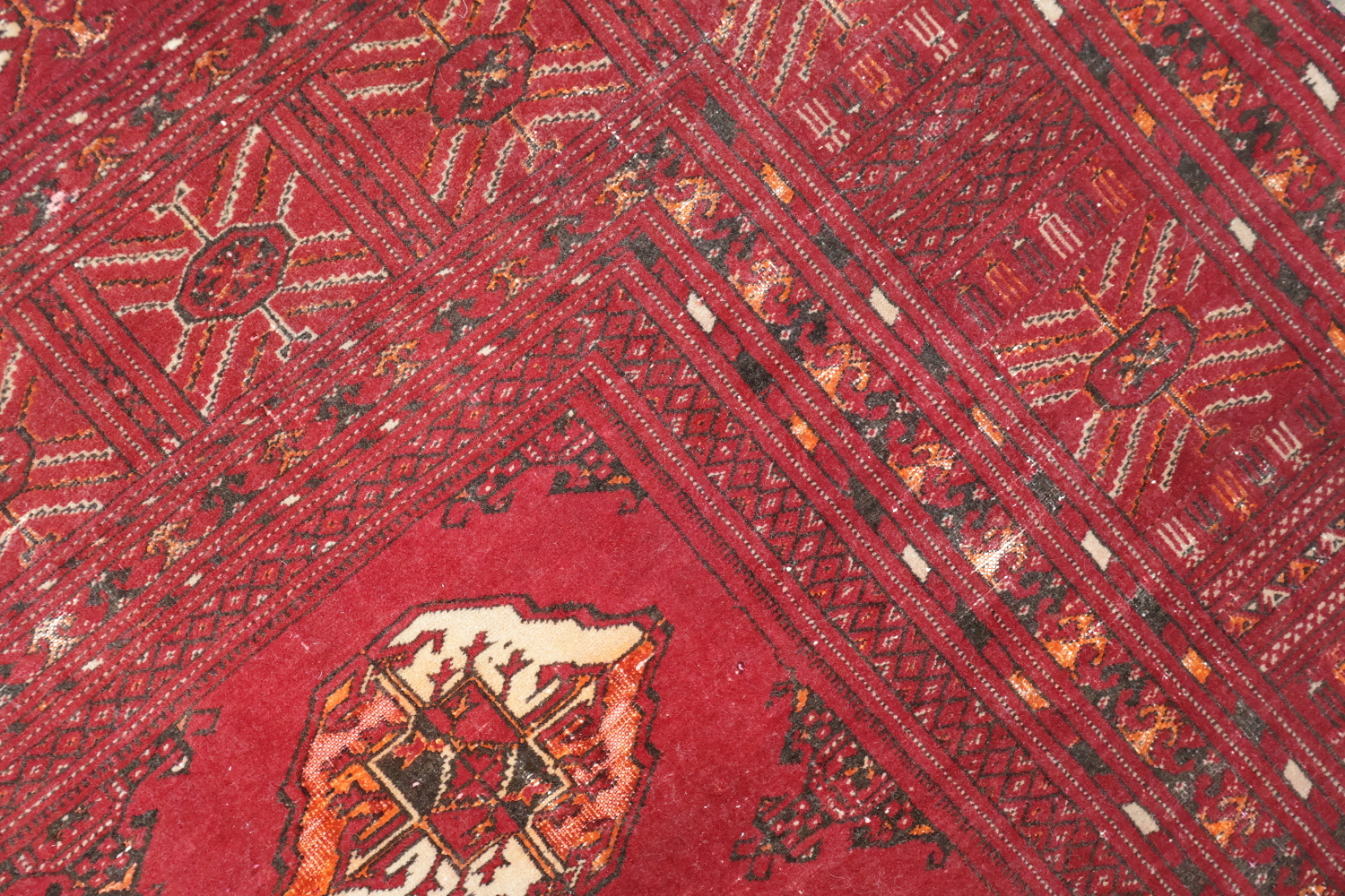 Antique Geometric Tukoman Persian Hand-Knotted 4x6 Wool Area Rug
